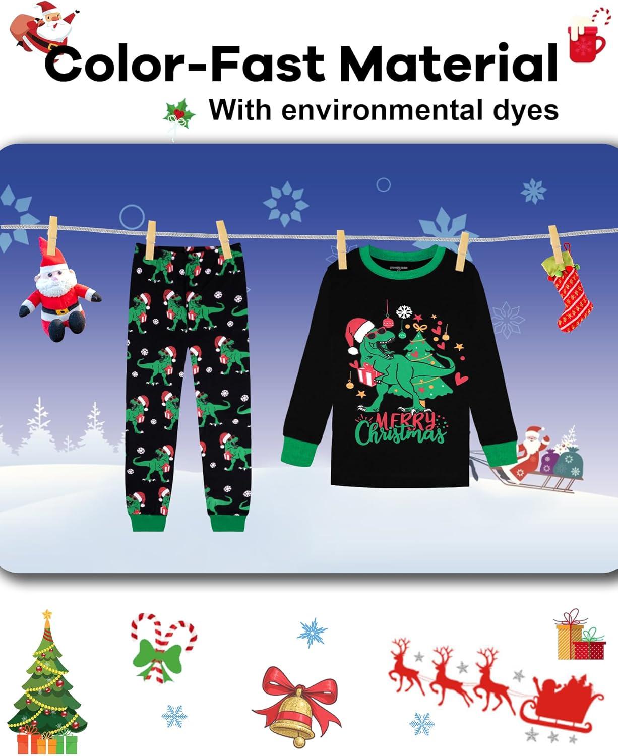 imageDAUGHTER QUEEN 18 Months12 Years Boys amp Girls Christmas Pajamas 100 Cotton Sleepwear2pcsblackdinosaurcba24