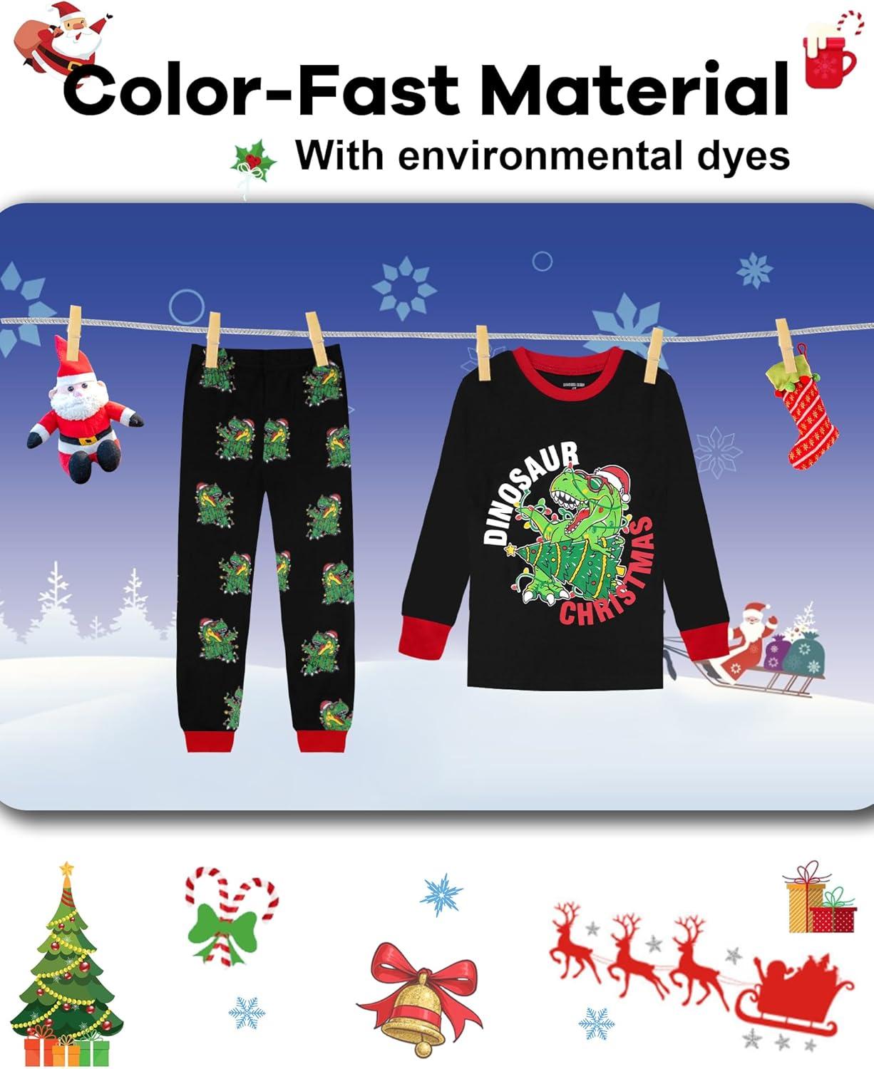 imageDAUGHTER QUEEN 18 Months12 Years Boys amp Girls Christmas Pajamas 100 Cotton Sleepwear2pcsblackdinosaurcba25