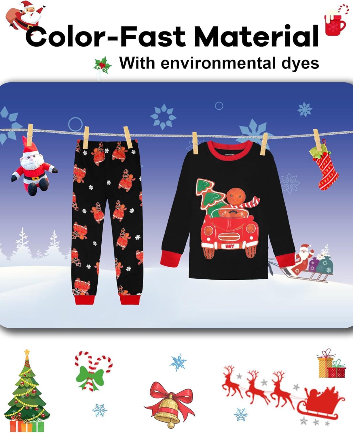 imageDAUGHTER QUEEN 18 Months12 Years Boys amp Girls Christmas Pajamas 100 Cotton Sleepwear2pcsblackgingerbreadcba25