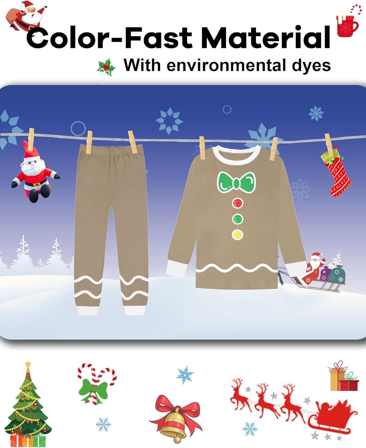 imageDAUGHTER QUEEN 18 Months12 Years Boys amp Girls Christmas Pajamas 100 Cotton Sleepwear2pcsbrowngingerbreadcba25