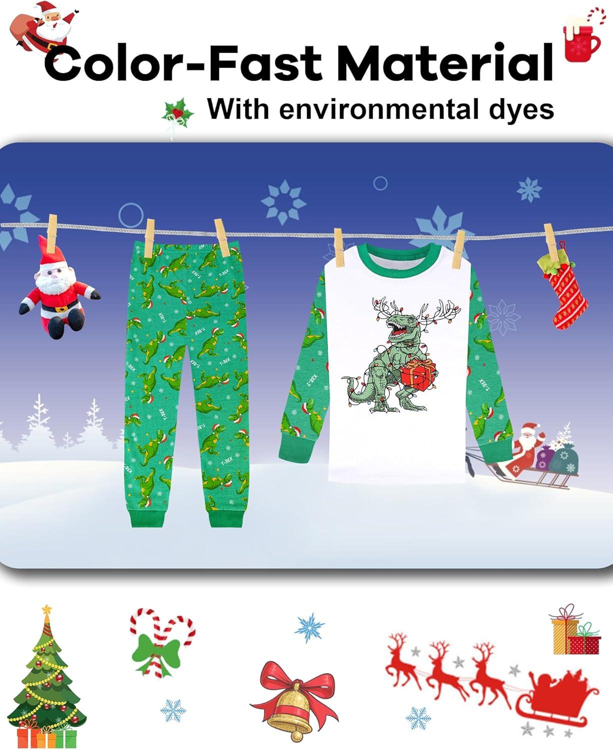 imageDAUGHTER QUEEN 18 Months12 Years Boys amp Girls Christmas Pajamas 100 Cotton Sleepwear2pcsgreendinosaurcba23