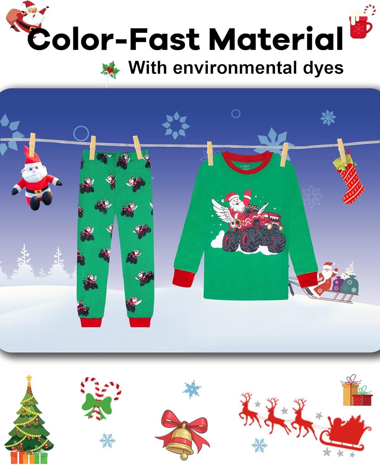 imageDAUGHTER QUEEN 18 Months12 Years Boys amp Girls Christmas Pajamas 100 Cotton Sleepwear2pcsgreenmonster Truckcba25