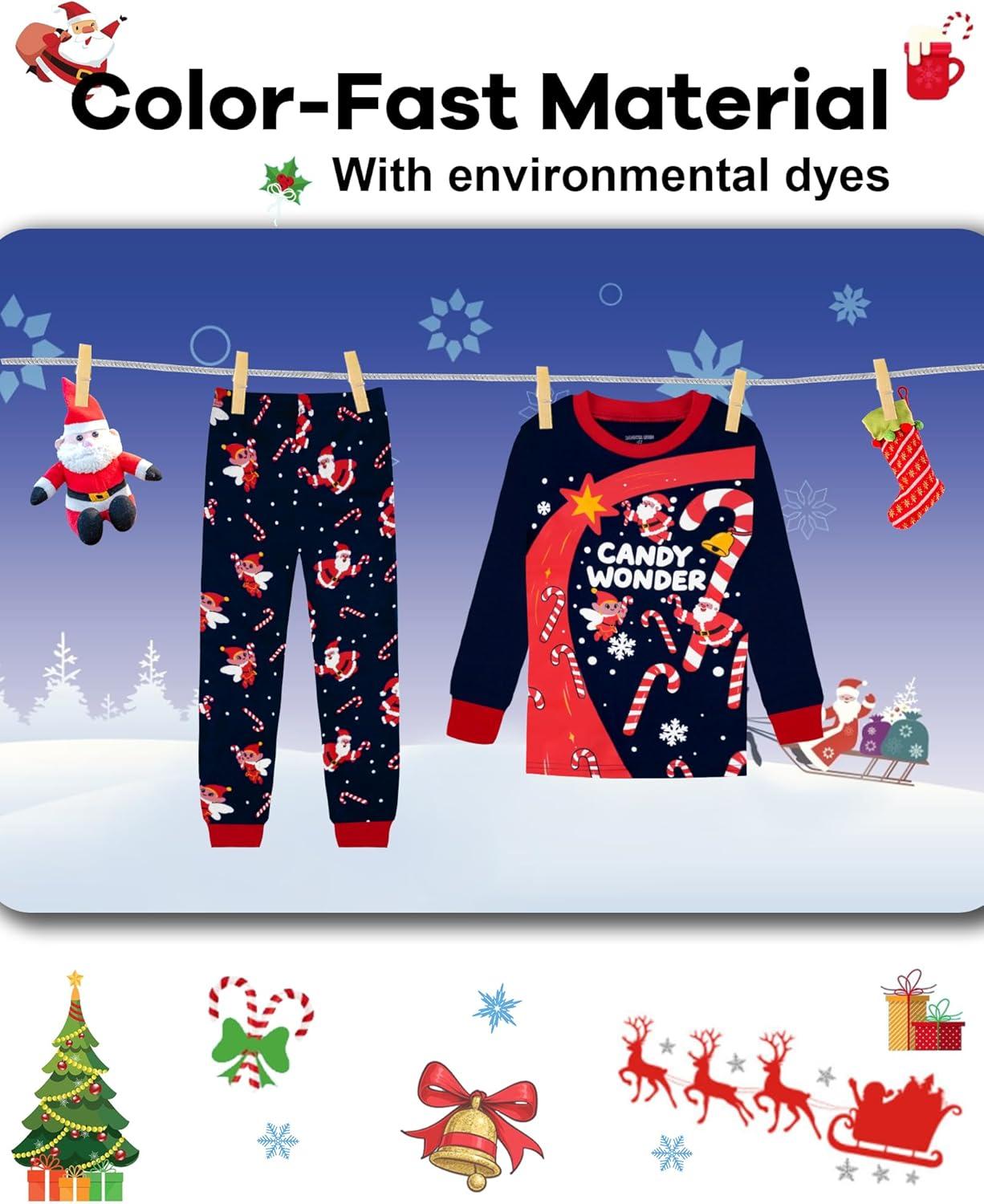 imageDAUGHTER QUEEN 18 Months12 Years Boys amp Girls Christmas Pajamas 100 Cotton Sleepwear2pcsnavycandy Canecba25