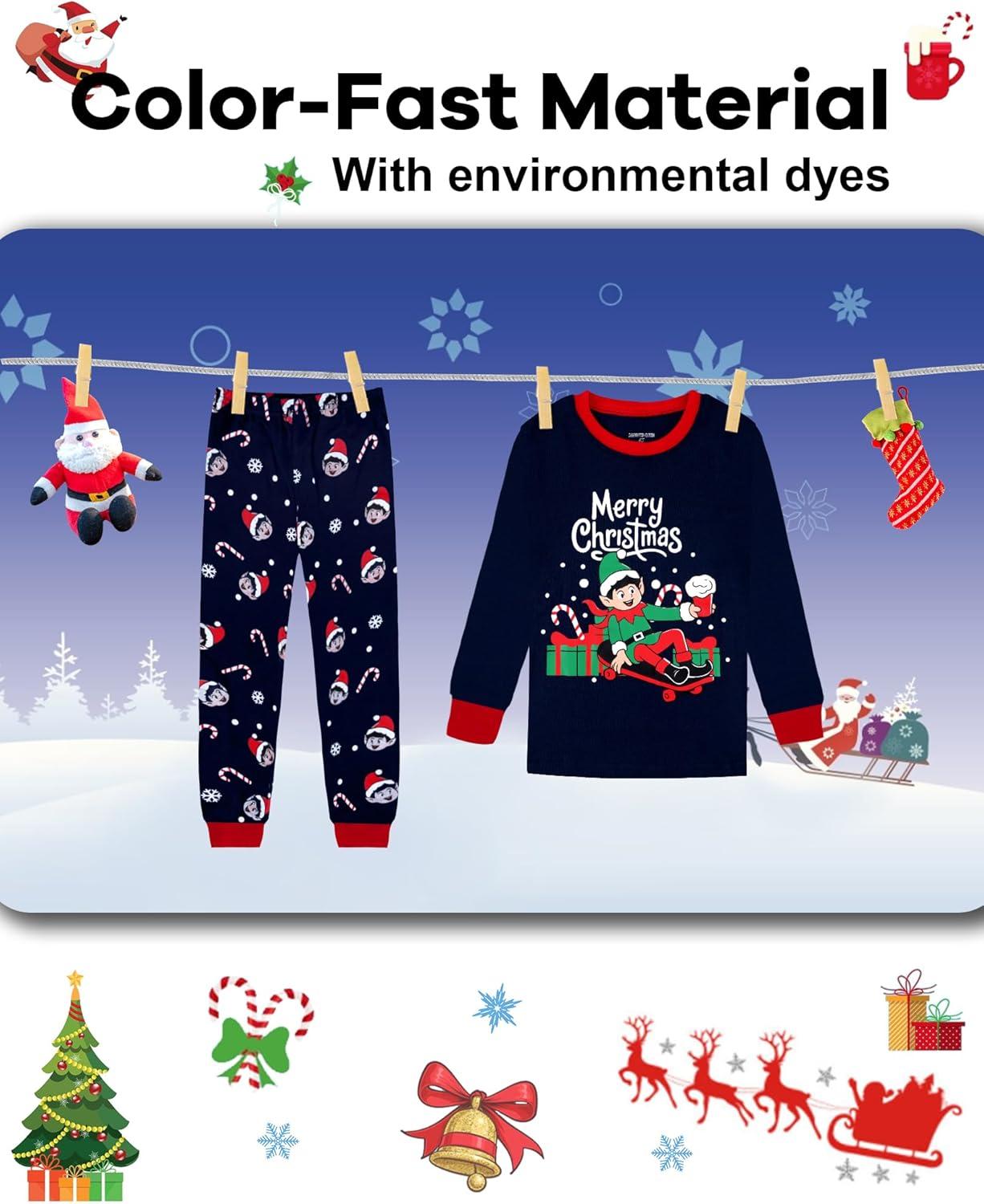 imageDAUGHTER QUEEN 18 Months12 Years Boys amp Girls Christmas Pajamas 100 Cotton Sleepwear2pcsnavyelfcba25
