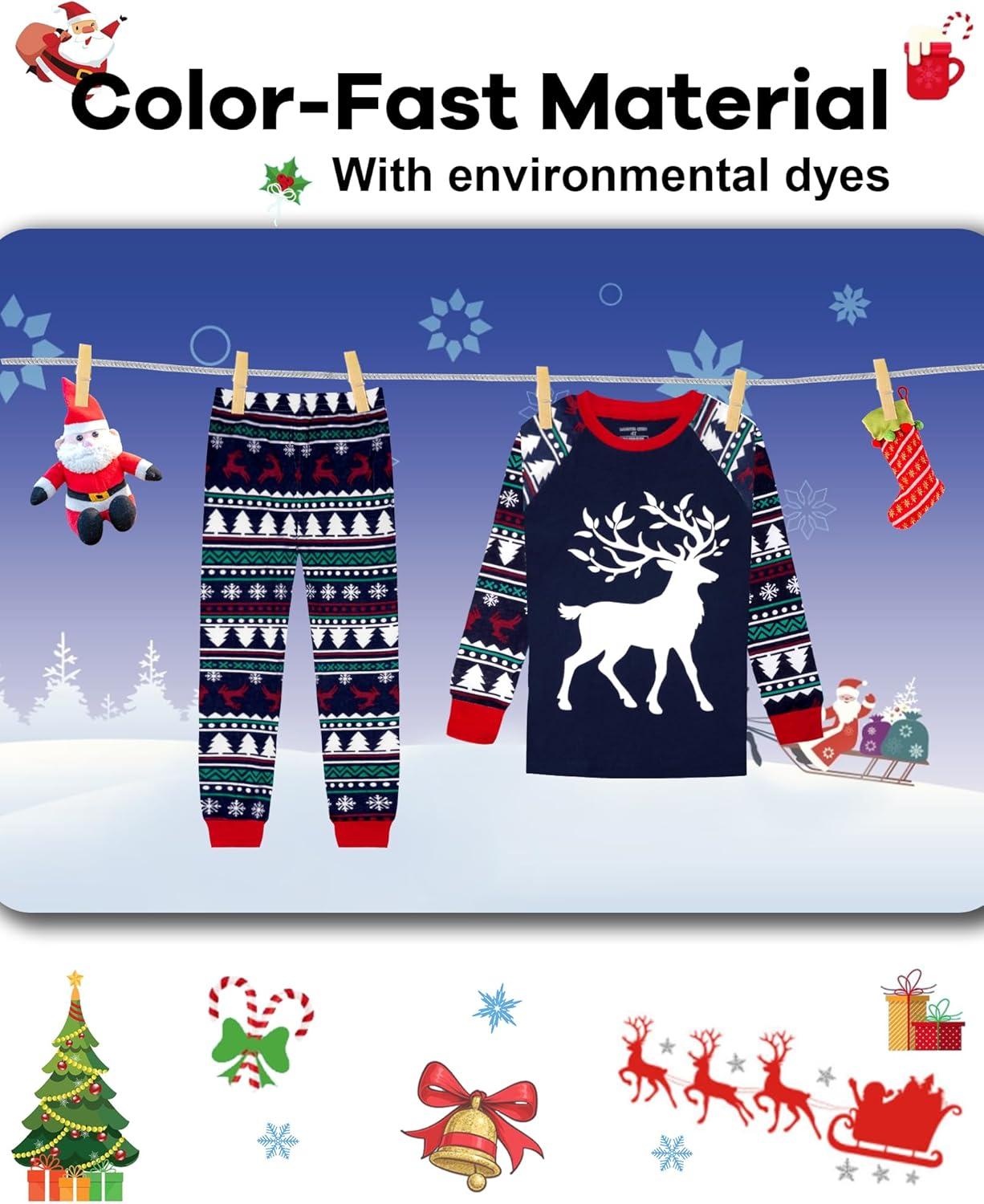 imageDAUGHTER QUEEN 18 Months12 Years Boys amp Girls Christmas Pajamas 100 Cotton Sleepwear2pcsnavyreindeercba25