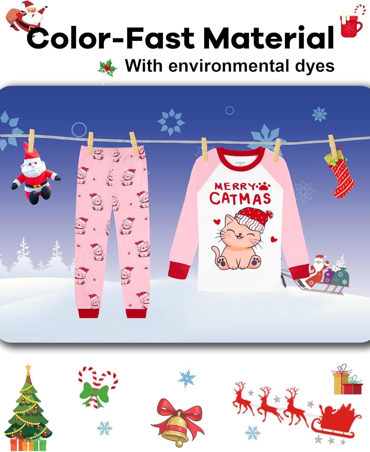 imageDAUGHTER QUEEN 18 Months12 Years Boys amp Girls Christmas Pajamas 100 Cotton Sleepwear2pcspinkcatcga25