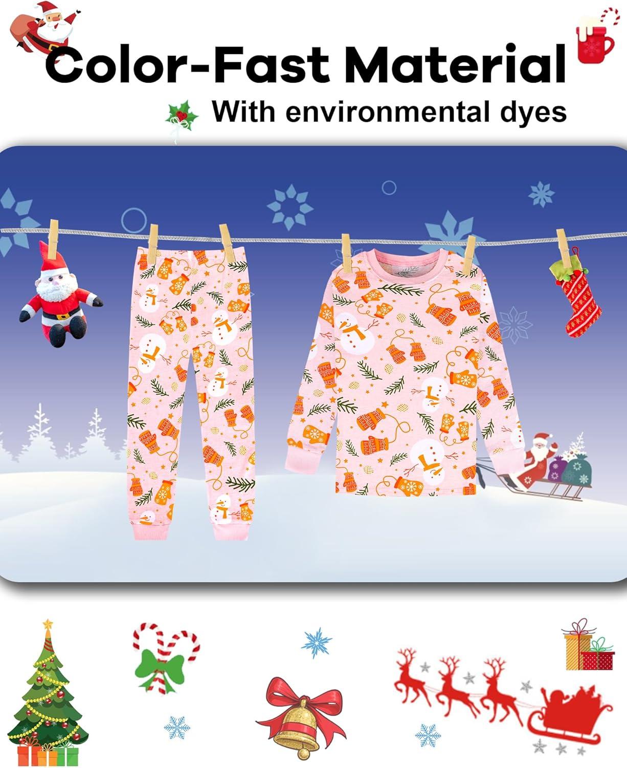imageDAUGHTER QUEEN 18 Months12 Years Boys amp Girls Christmas Pajamas 100 Cotton Sleepwear2pcspinksnowmancga23