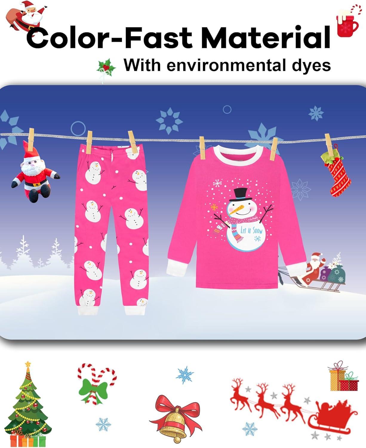imageDAUGHTER QUEEN 18 Months12 Years Boys amp Girls Christmas Pajamas 100 Cotton Sleepwear2pcspinksnowmancga24