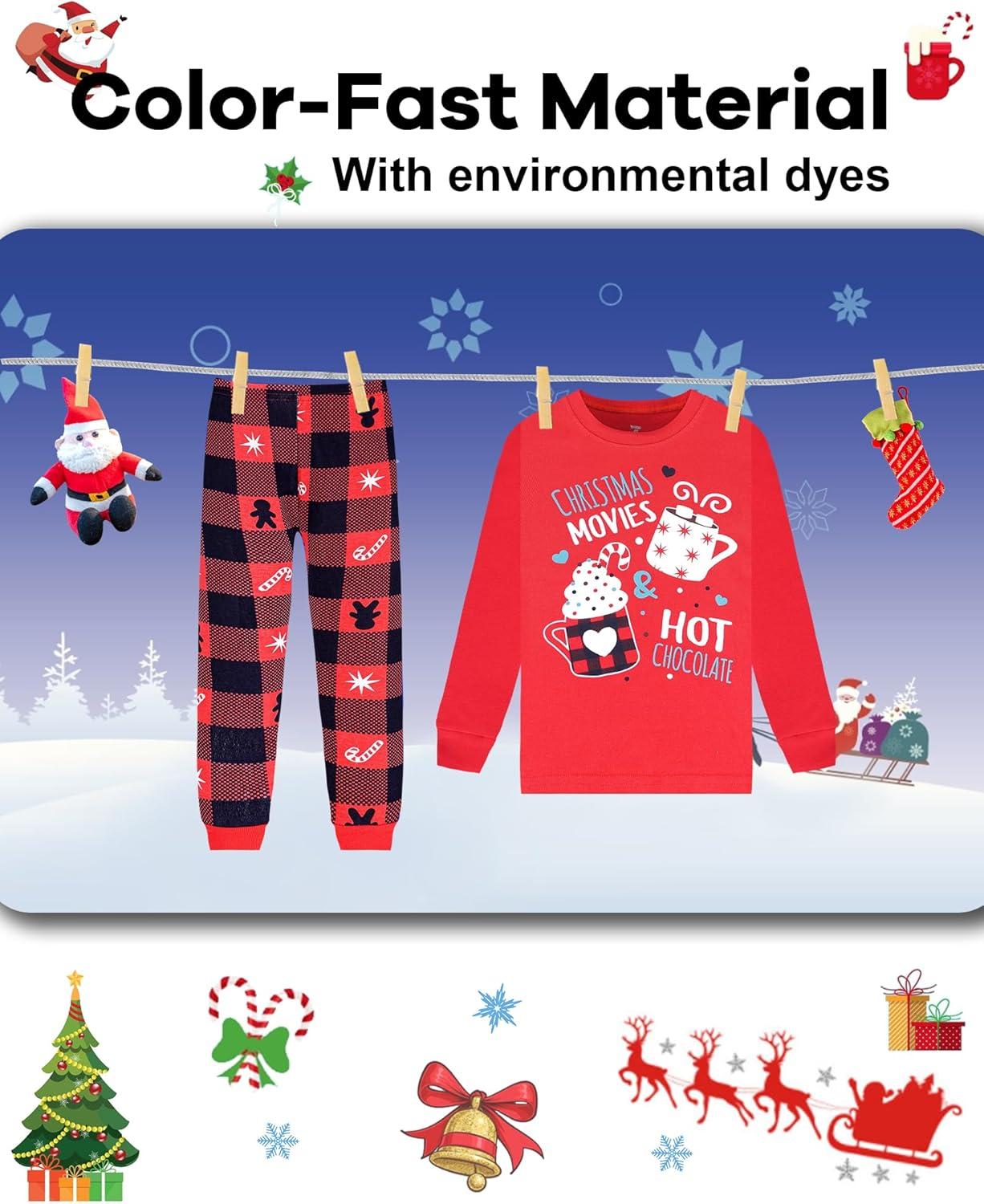 imageDAUGHTER QUEEN 18 Months12 Years Boys amp Girls Christmas Pajamas 100 Cotton Sleepwear2pcsredplaidcga23