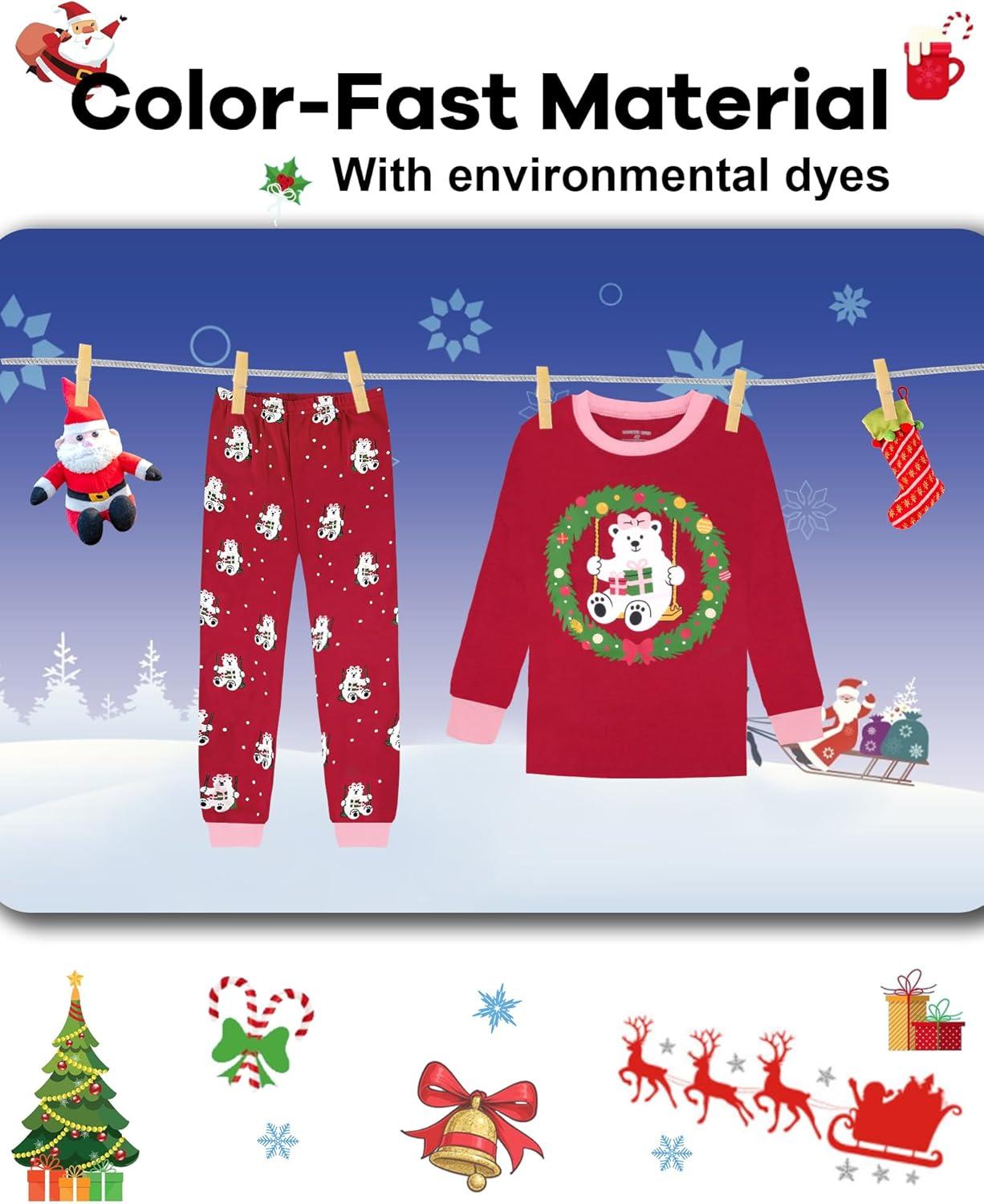imageDAUGHTER QUEEN 18 Months12 Years Boys amp Girls Christmas Pajamas 100 Cotton Sleepwear2pcsredpolar Bearcga25