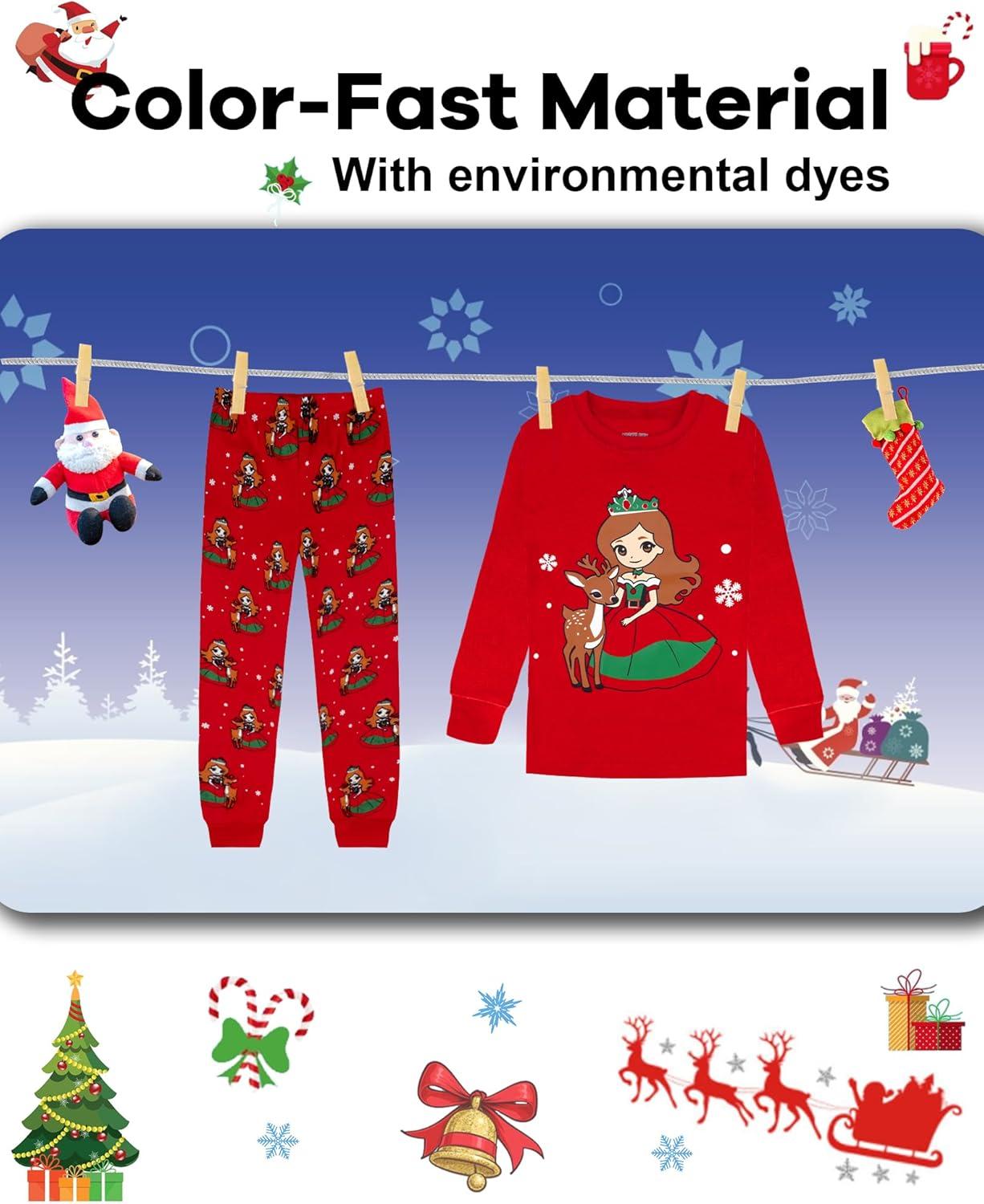 imageDAUGHTER QUEEN 18 Months12 Years Boys amp Girls Christmas Pajamas 100 Cotton Sleepwear2pcsredprincesscga25
