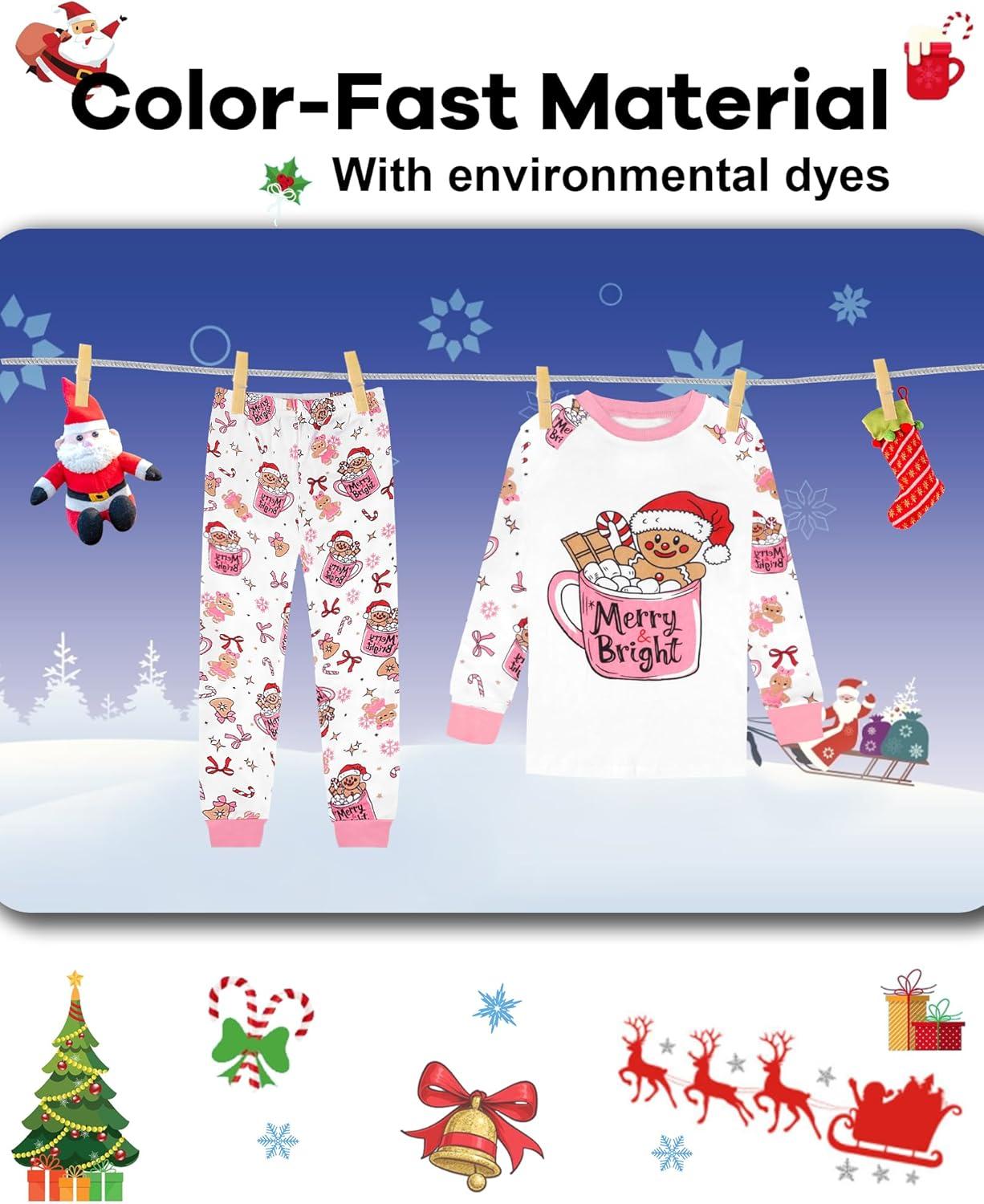 imageDAUGHTER QUEEN 18 Months12 Years Boys amp Girls Christmas Pajamas 100 Cotton Sleepwear2pcswhitegingerbreadcga25