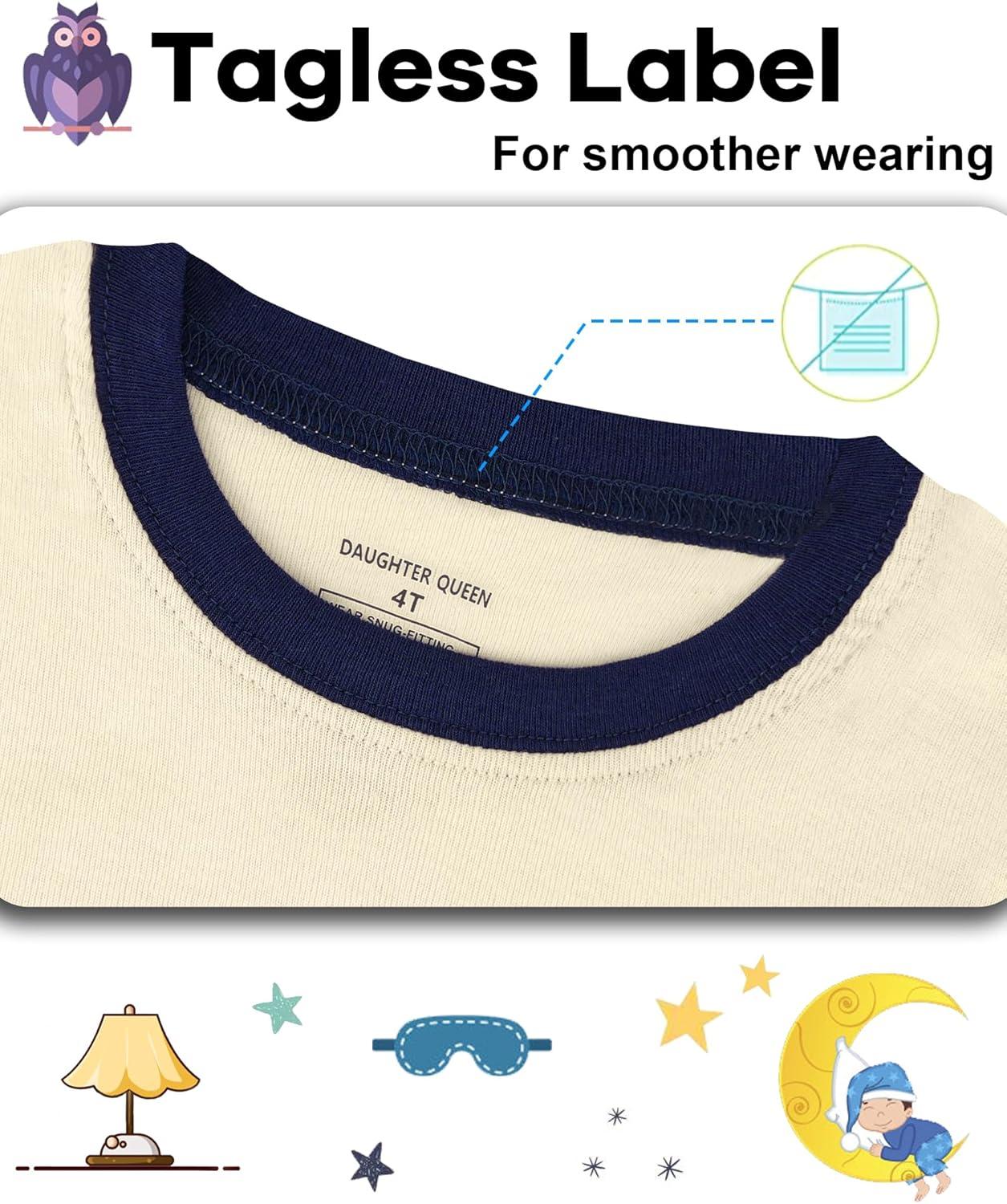 imageDAUGHTER QUEEN Boys 100 Cotton Long Sleeve Pajamas Size 18Months12Years4pcsbeigefootballlba24