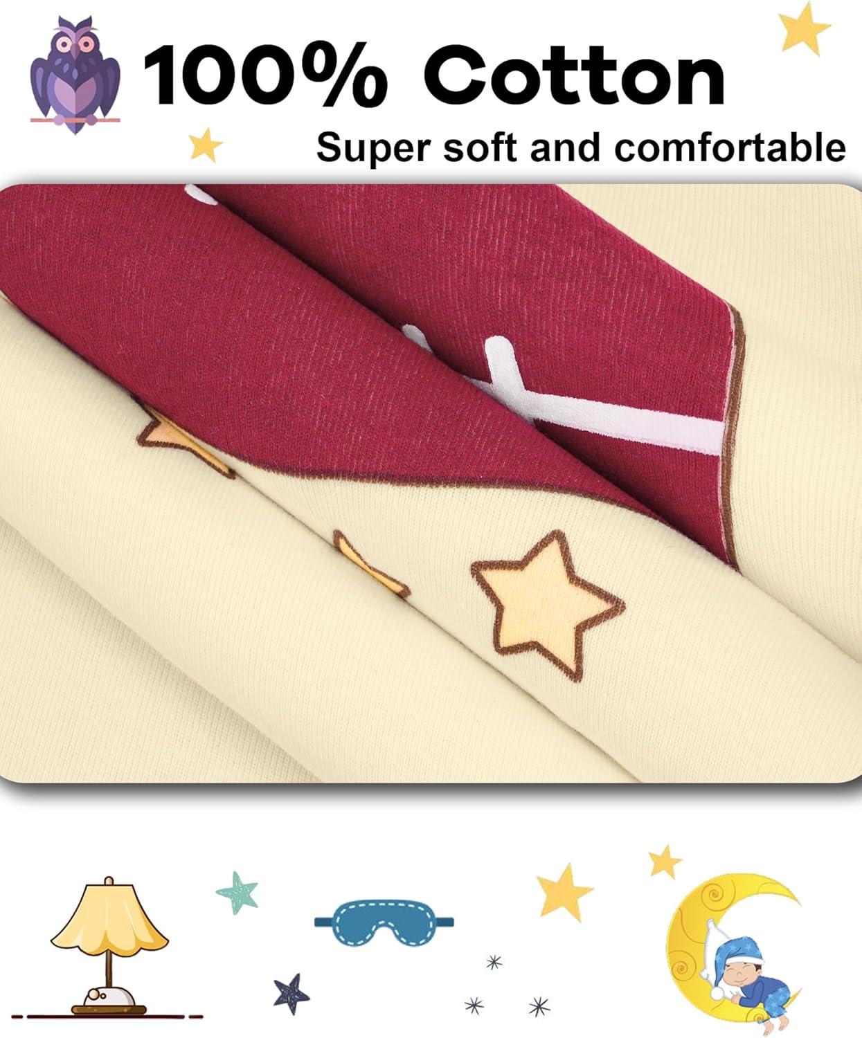 imageDAUGHTER QUEEN Boys 100 Cotton Long Sleeve Pajamas Size 18Months12Years4pcsbeigefootballlba24