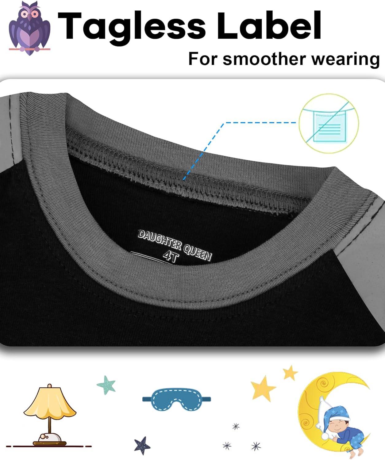 imageDAUGHTER QUEEN Boys 100 Cotton Long Sleeve Pajamas Size 18Months12Years4pcsblackGraypolicelba25