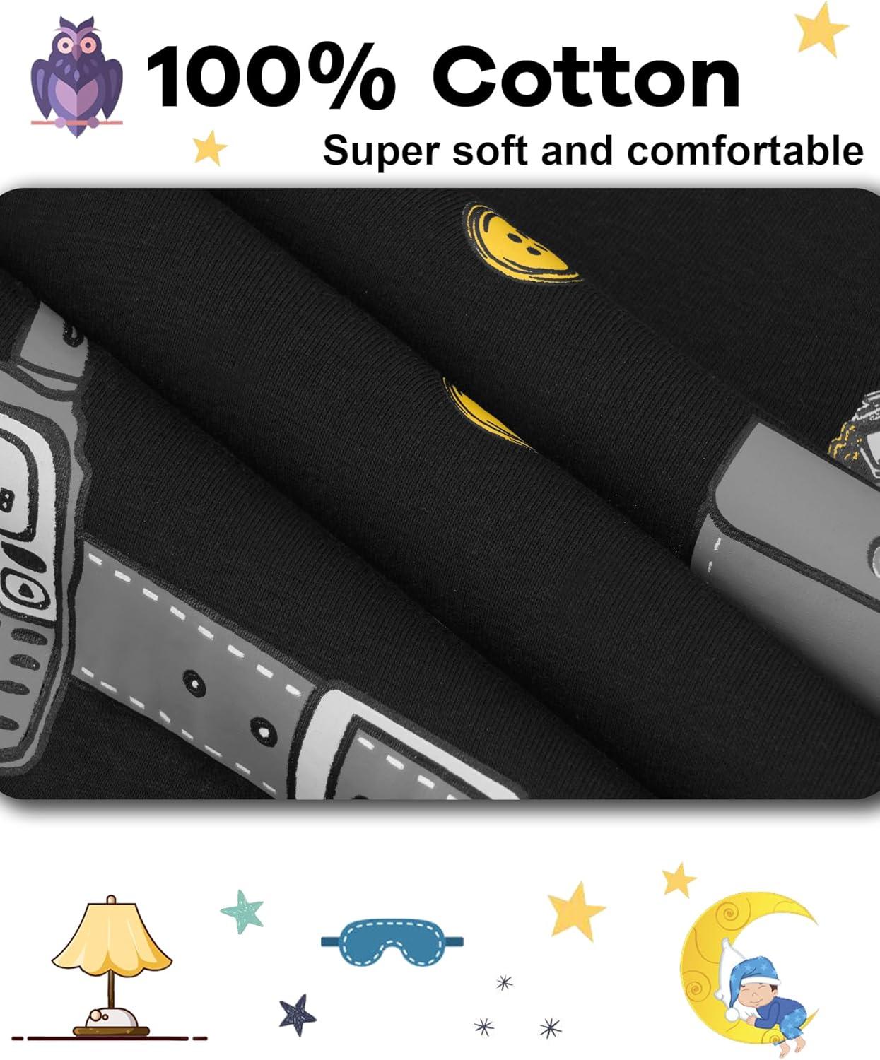 imageDAUGHTER QUEEN Boys 100 Cotton Long Sleeve Pajamas Size 18Months12Years4pcsblackGraypolicelba25