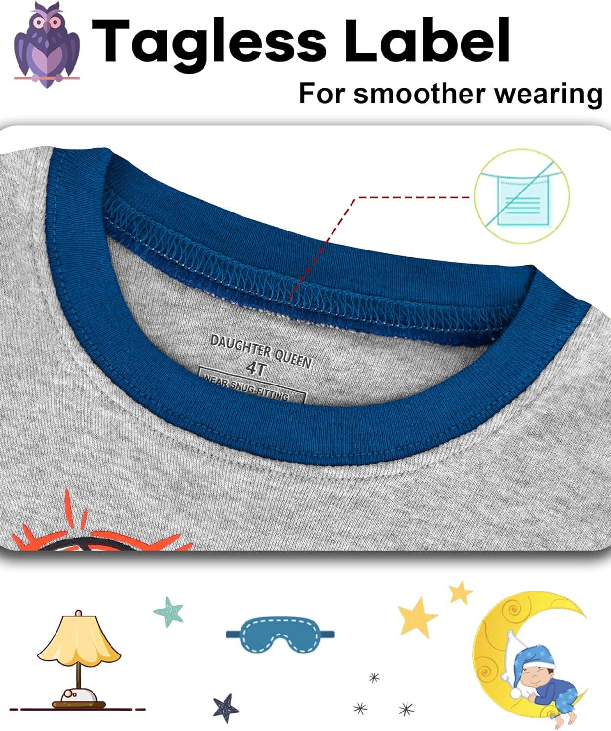 imageDAUGHTER QUEEN Boys 100 Cotton Long Sleeve Pajamas Size 18Months12Years4pcsblueGraybasketballlba25