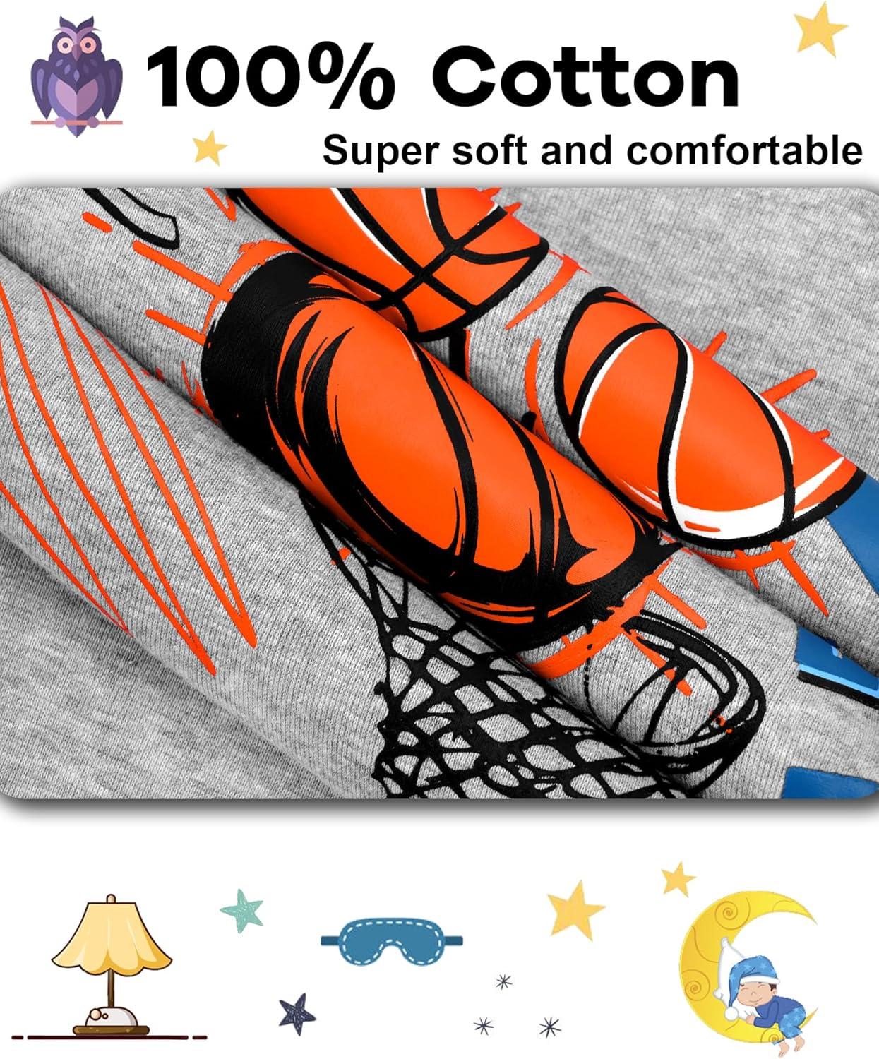 imageDAUGHTER QUEEN Boys 100 Cotton Long Sleeve Pajamas Size 18Months12Years4pcsblueGraybasketballlba25