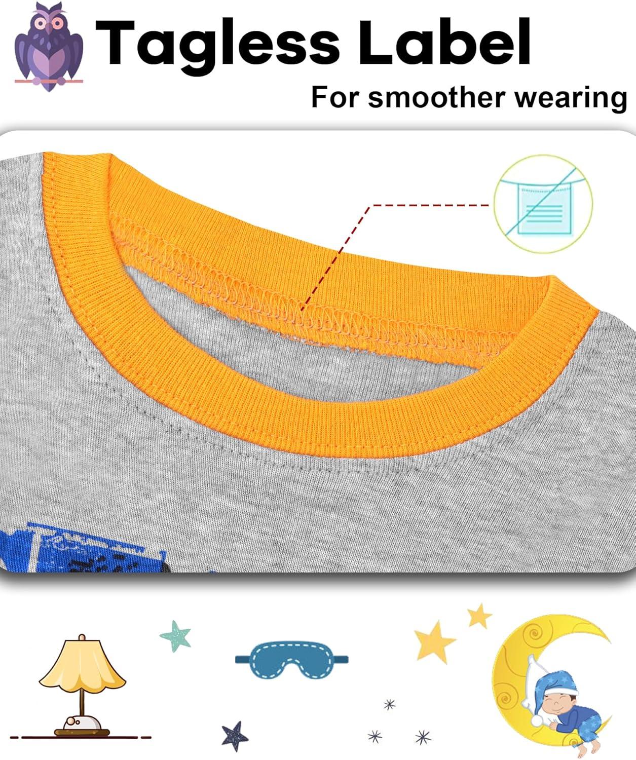 imageDAUGHTER QUEEN Boys 100 Cotton Long Sleeve Pajamas Size 18Months12Years4pcscamomonster Trucklba24