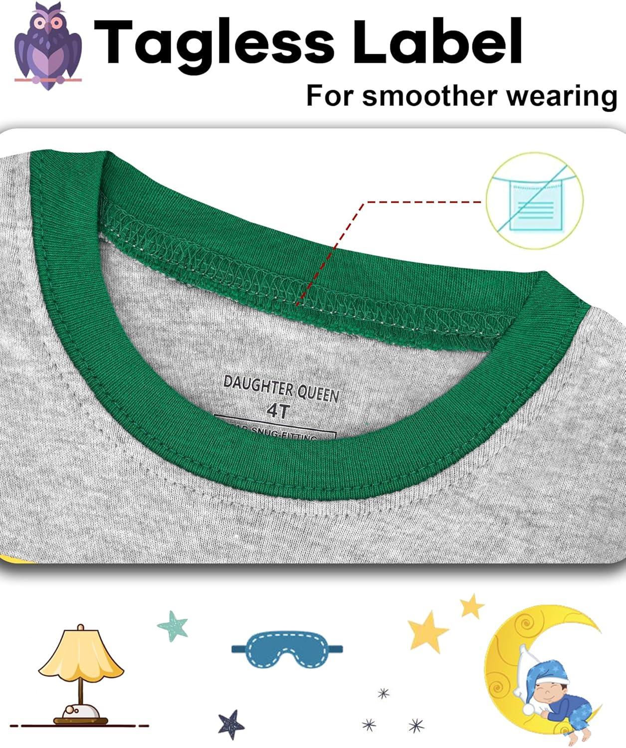 imageDAUGHTER QUEEN Boys 100 Cotton Long Sleeve Pajamas Size 18Months12Years4pcsgreenGreydinosaurlba24