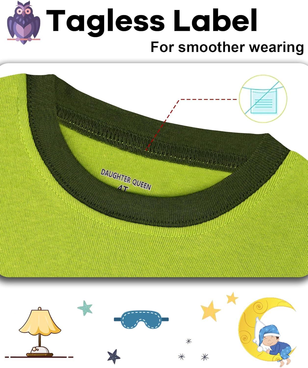 imageDAUGHTER QUEEN Boys 100 Cotton Long Sleeve Pajamas Size 18Months12Years4pcsgreenYellowairplaneHelicopterlba24