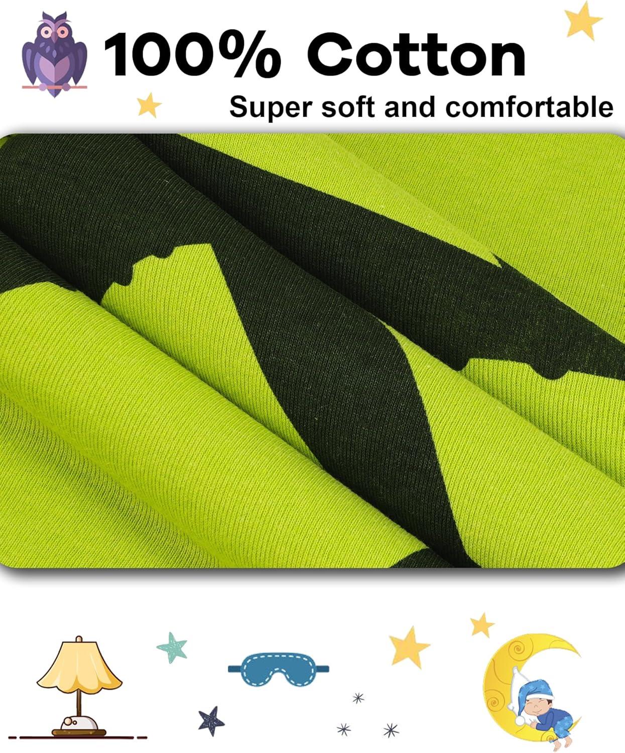 imageDAUGHTER QUEEN Boys 100 Cotton Long Sleeve Pajamas Size 18Months12Years4pcsgreenYellowairplaneHelicopterlba24