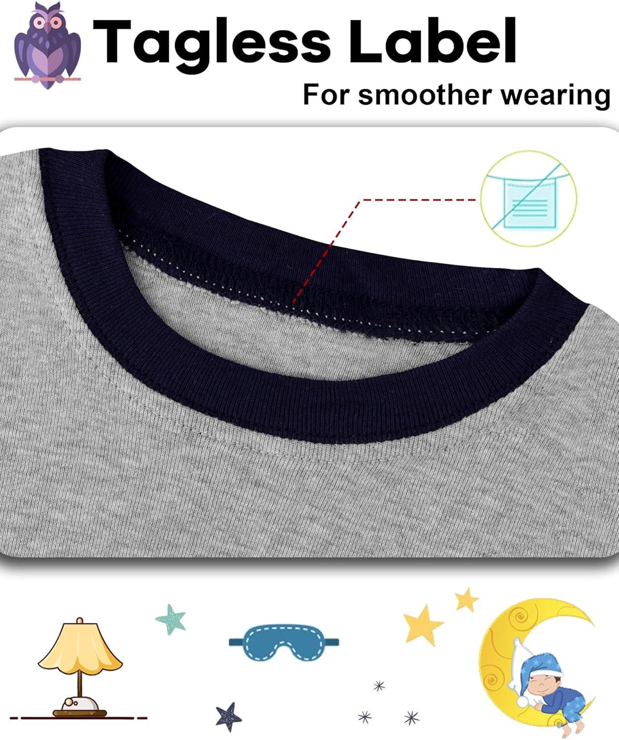 imageDAUGHTER QUEEN Boys 100 Cotton Long Sleeve Pajamas Size 18Months12Years4pcsgreyWhitetrainlba24