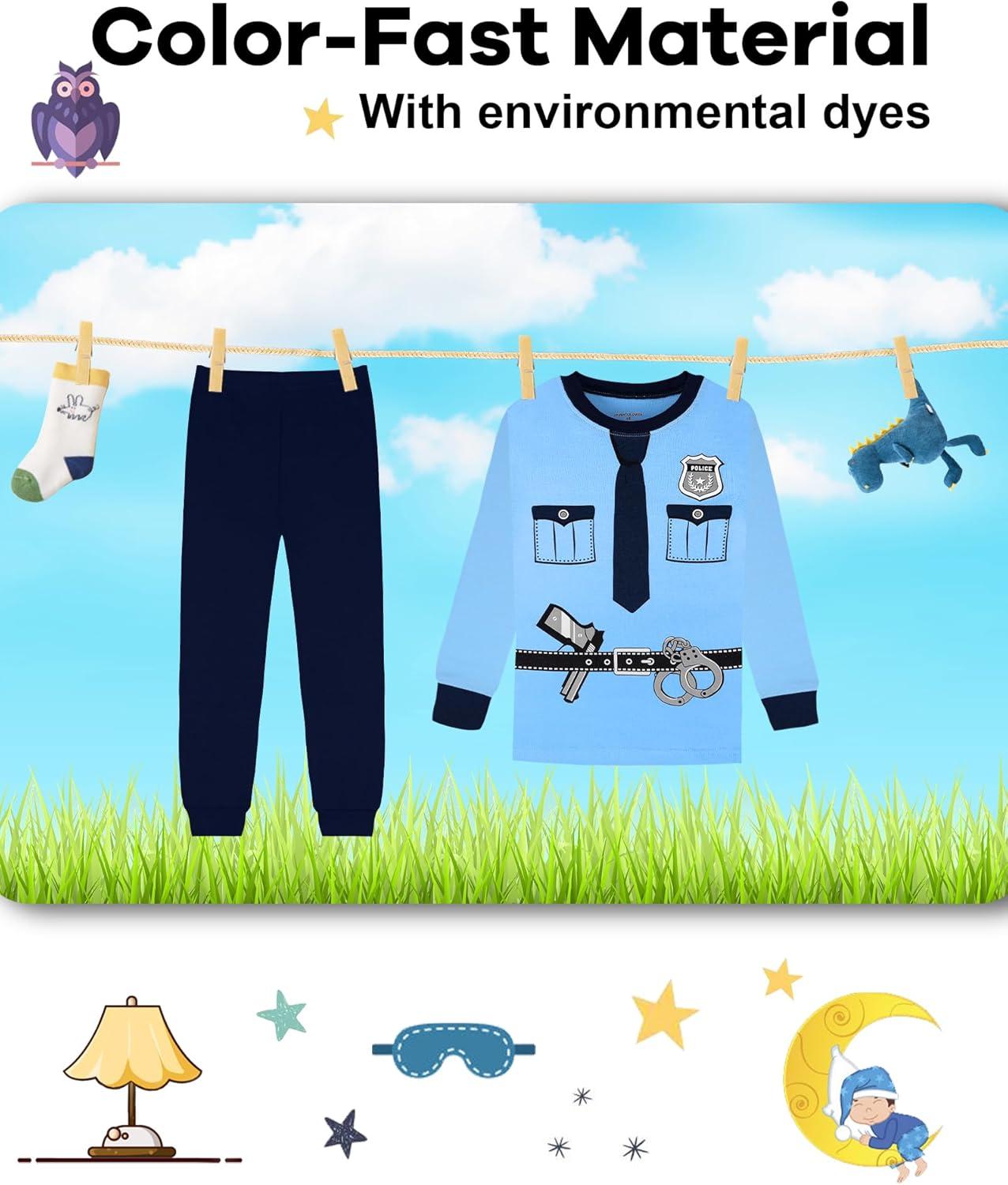 imageDAUGHTER QUEEN Boys 100 Cotton Long Sleeve Pajamas Size 18Months12Years4pcsnanyBluepolicemanDoctorlba24