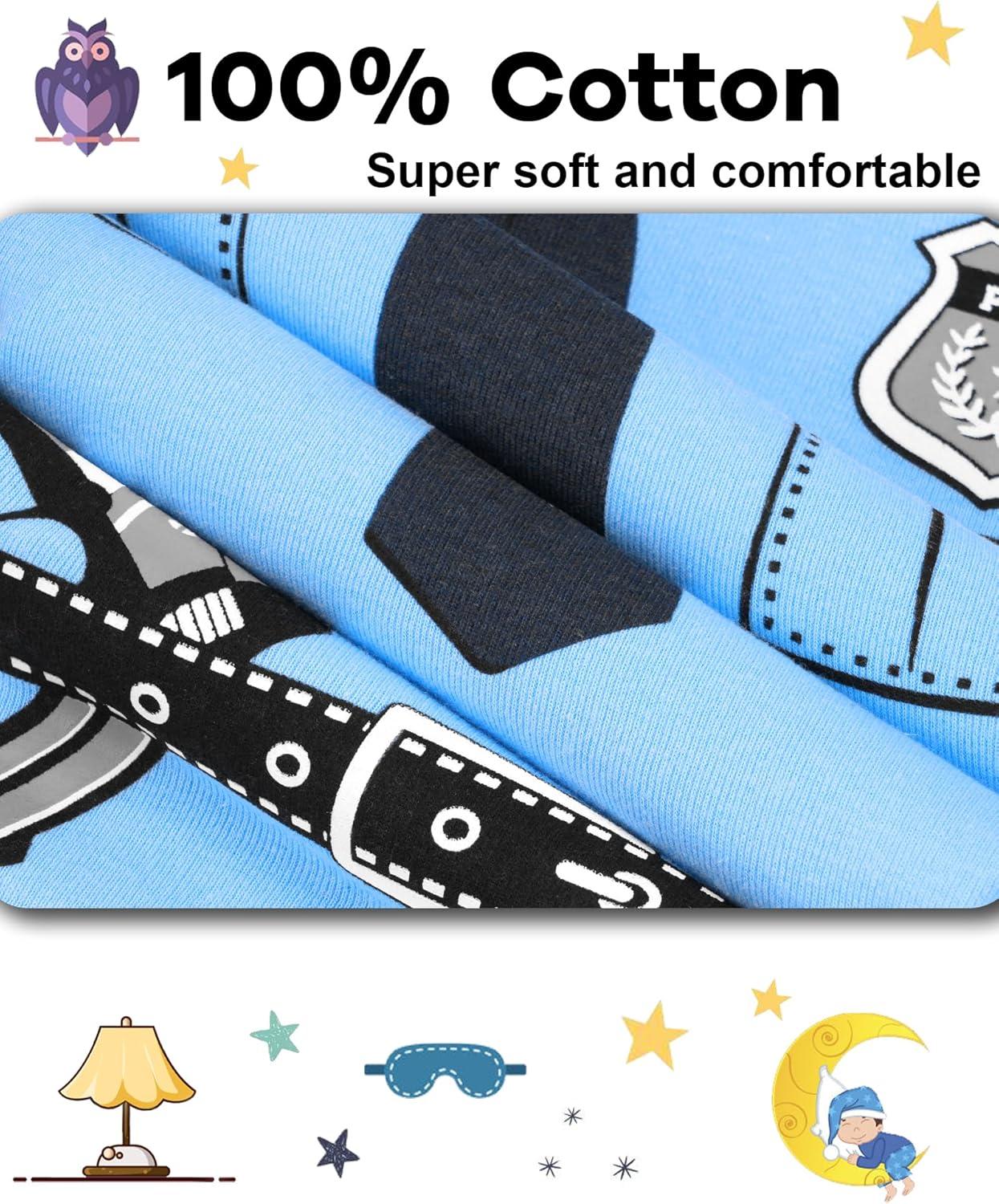 imageDAUGHTER QUEEN Boys 100 Cotton Long Sleeve Pajamas Size 18Months12Years4pcsnanyBluepolicemanDoctorlba24