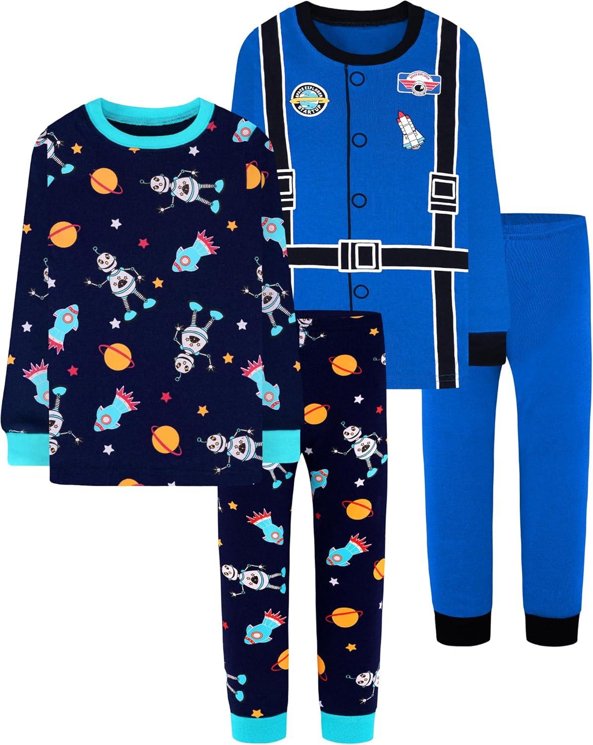 imageDAUGHTER QUEEN Boys 100 Cotton Long Sleeve Pajamas Size 18Months12Years4pcsnavyastronautlba24