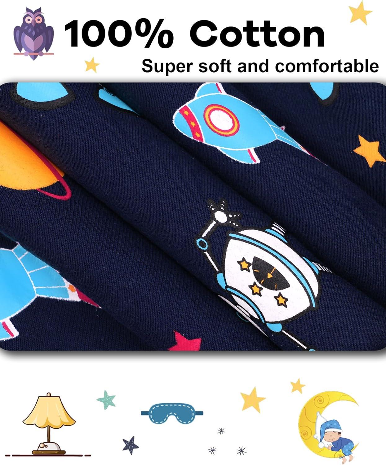 imageDAUGHTER QUEEN Boys 100 Cotton Long Sleeve Pajamas Size 18Months12Years4pcsnavyastronautlba24