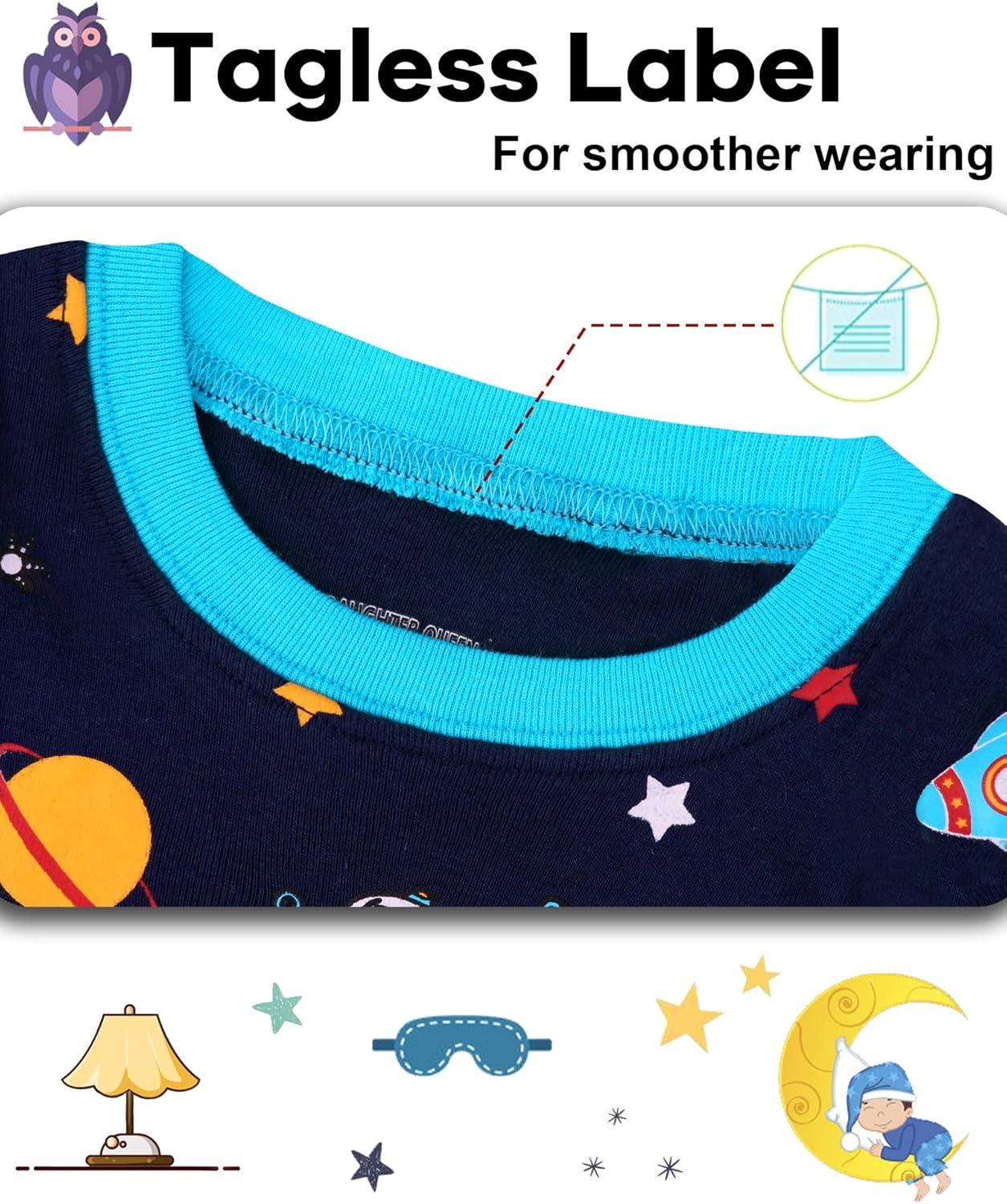 imageDAUGHTER QUEEN Boys 100 Cotton Long Sleeve Pajamas Size 18Months12Years4pcsnavyastronautlba24