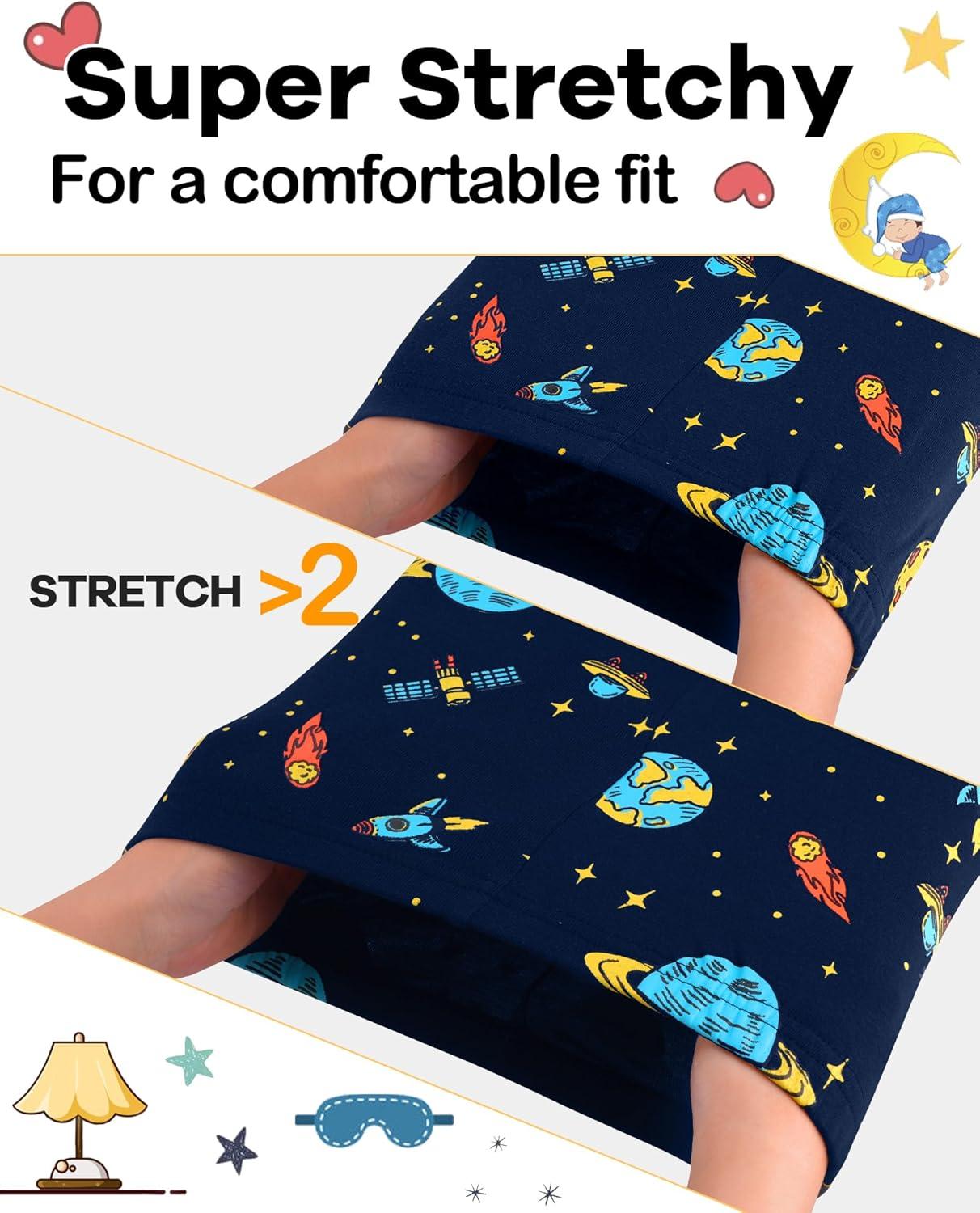 imageDAUGHTER QUEEN Boys 100 Cotton Long Sleeve Pajamas Size 18Months12Years4pcsnavyspacelba25