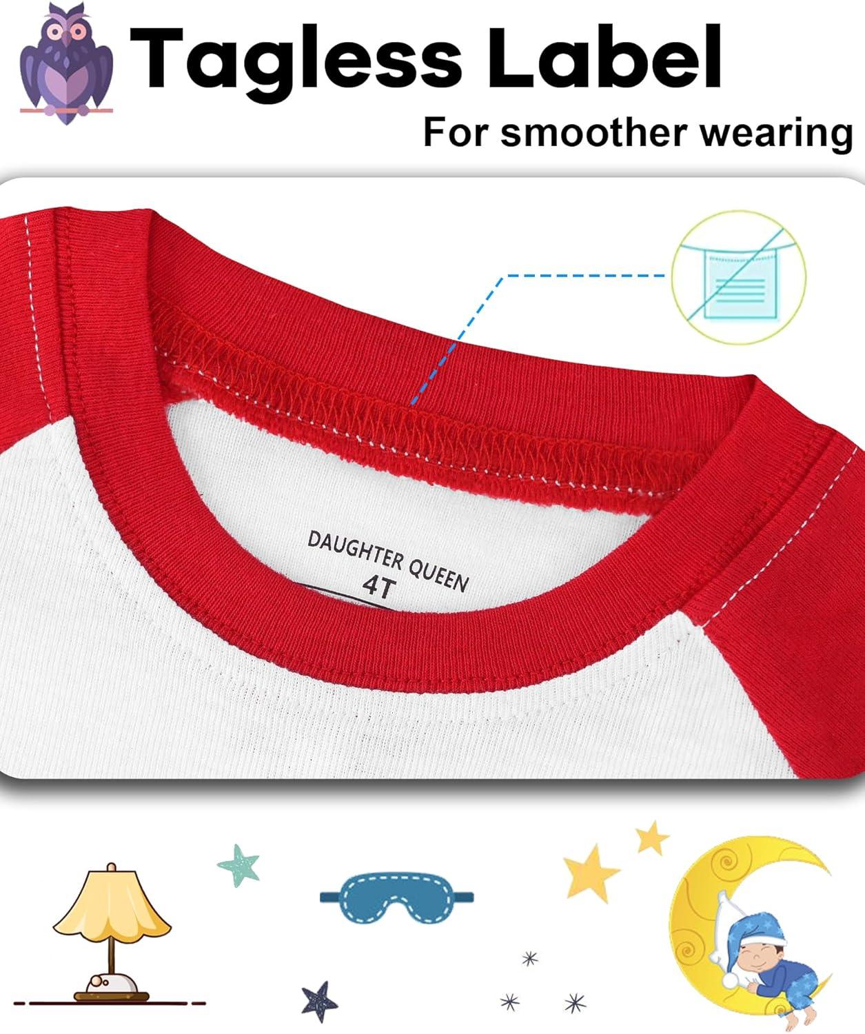 imageDAUGHTER QUEEN Boys 100 Cotton Long Sleeve Pajamas Size 18Months12Years4pcsredBluerace Carlba24