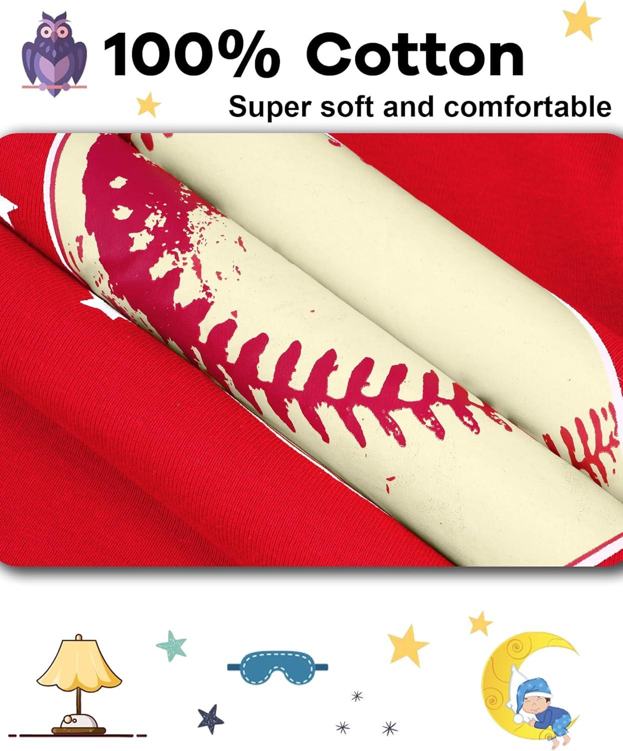 imageDAUGHTER QUEEN Boys 100 Cotton Long Sleeve Pajamas Size 18Months12Years4pcsredNavybaseballlba24