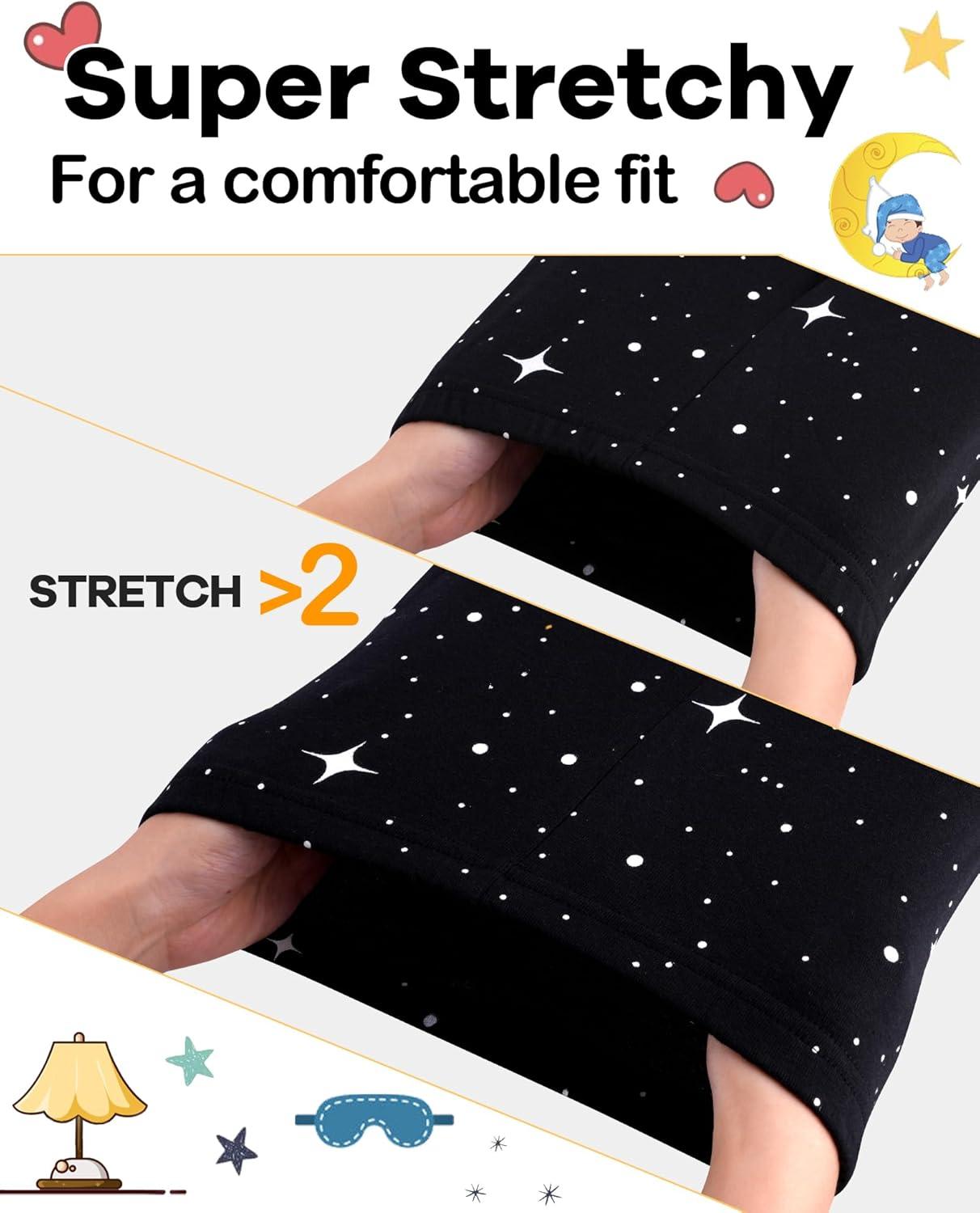 imageDAUGHTER QUEEN Boys Pajamas 4 Pieces Long Set 100 Cotton Sleepwear Size 18 Months12 Years4pcsblackBluesharklba25