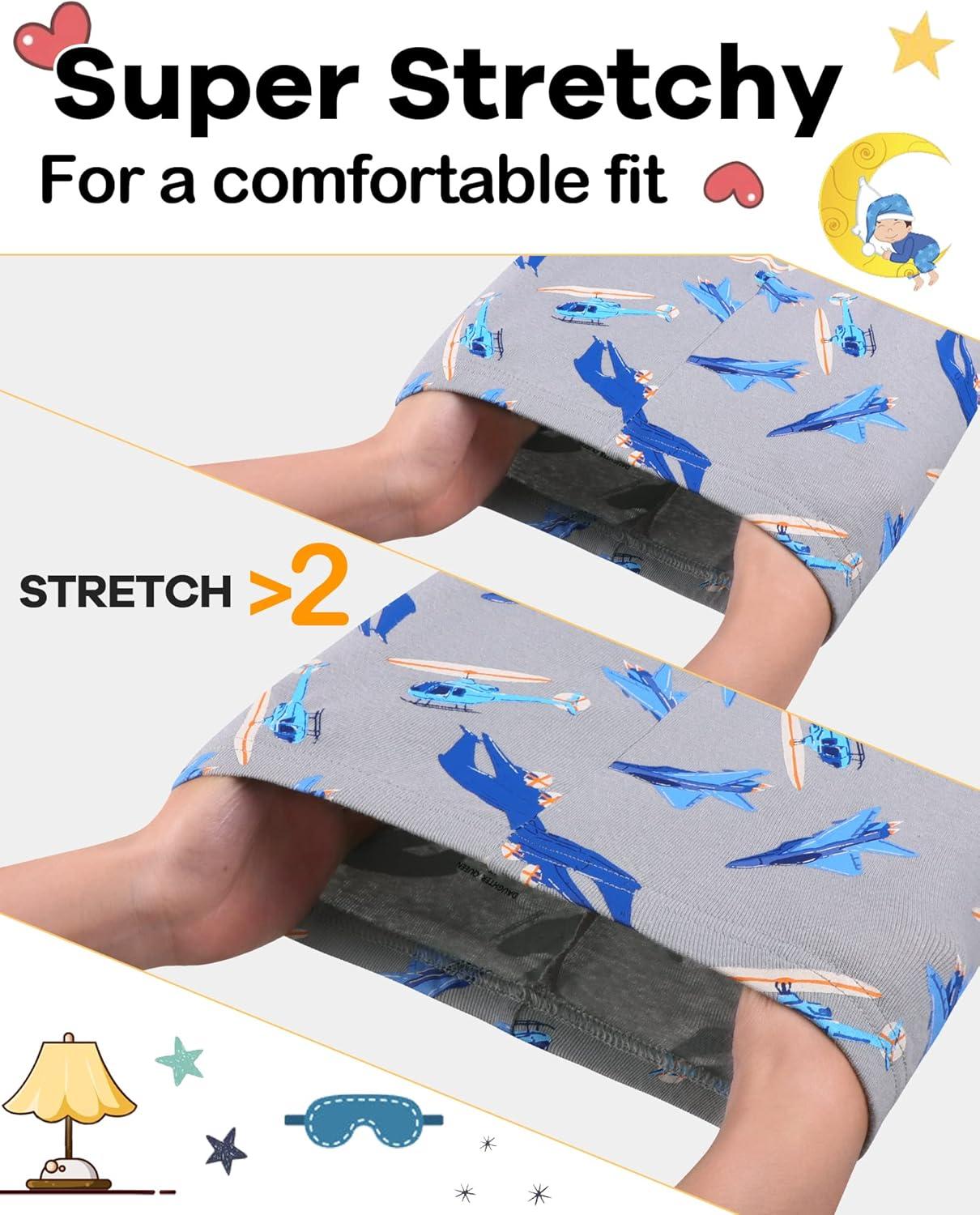 imageDAUGHTER QUEEN Boys Pajamas 4 Pieces Long Set 100 Cotton Sleepwear Size 18 Months12 Years4pcsblueGreyairplanelba22