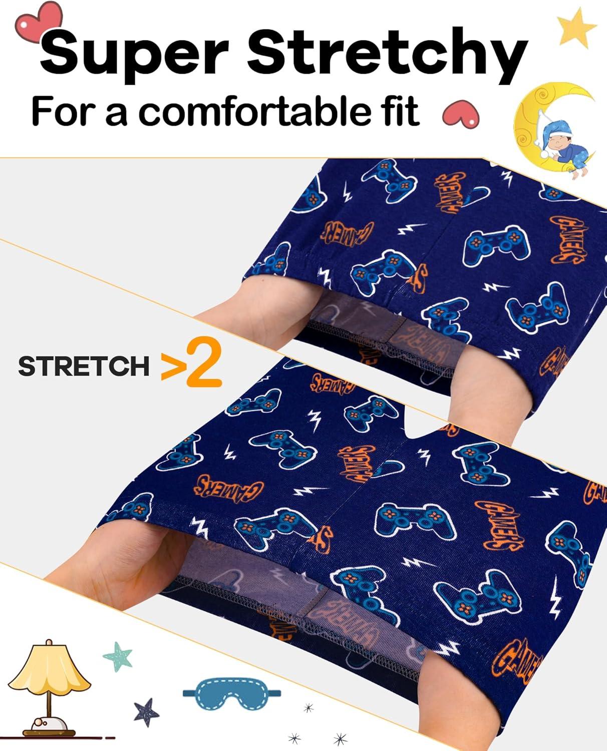 imageDAUGHTER QUEEN Boys Pajamas 4 Pieces Long Set 100 Cotton Sleepwear Size 18 Months12 Years4pcsblueYellowgamerlba24