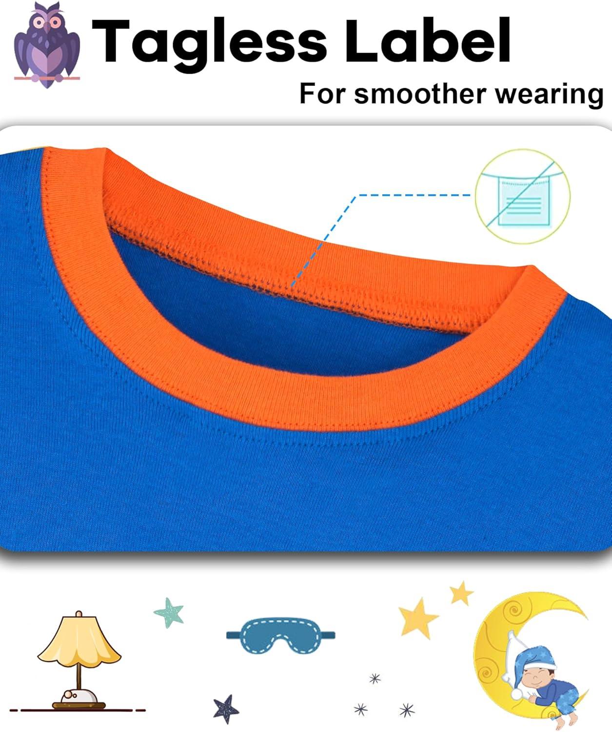 imageDAUGHTER QUEEN Boys Pajamas 4 Pieces Long Set 100 Cotton Sleepwear Size 18 Months12 Years4pcsblueYellowgamerlba24