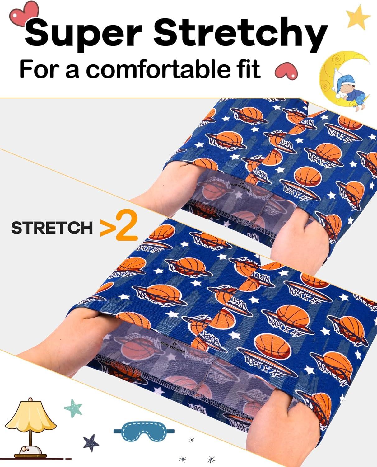 imageDAUGHTER QUEEN Boys Pajamas 4 Pieces Long Set 100 Cotton Sleepwear Size 18 Months12 Years4pcsbluebasketballlba23