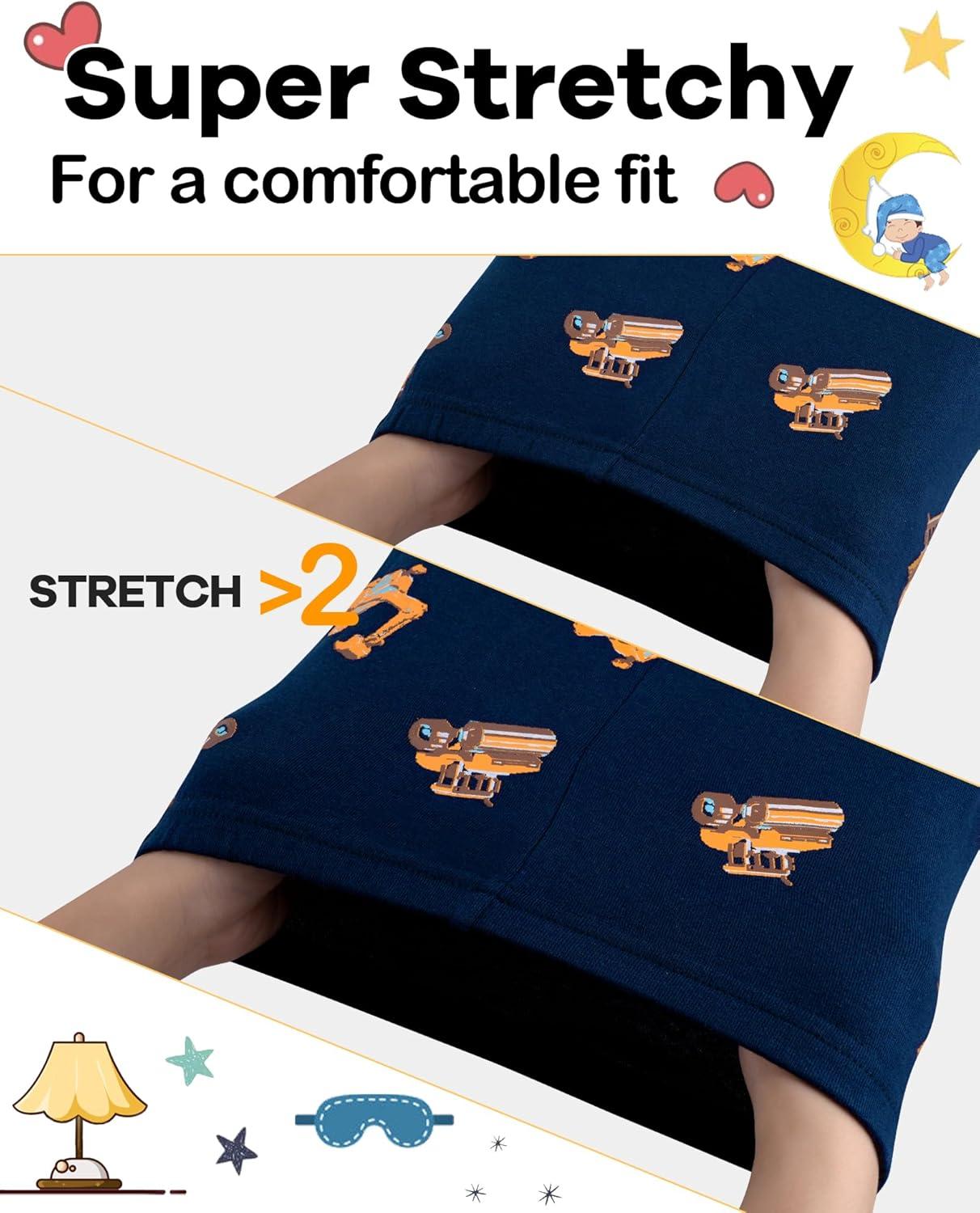 imageDAUGHTER QUEEN Boys Pajamas 4 Pieces Long Set 100 Cotton Sleepwear Size 18 Months12 Years4pcsnanyBrownconstructionlba25