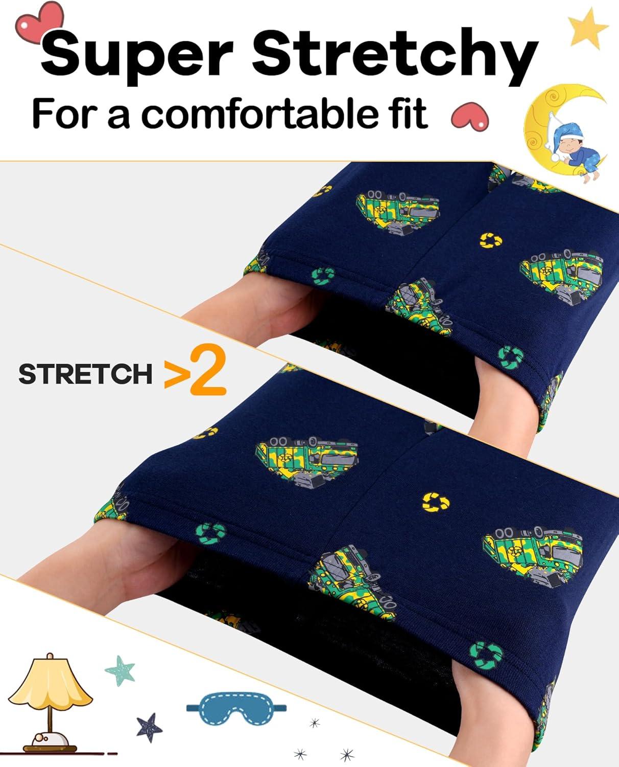 imageDAUGHTER QUEEN Boys Pajamas 4 Pieces Long Set 100 Cotton Sleepwear Size 18 Months12 Years4pcsnavyGreengarbage Trucklba25