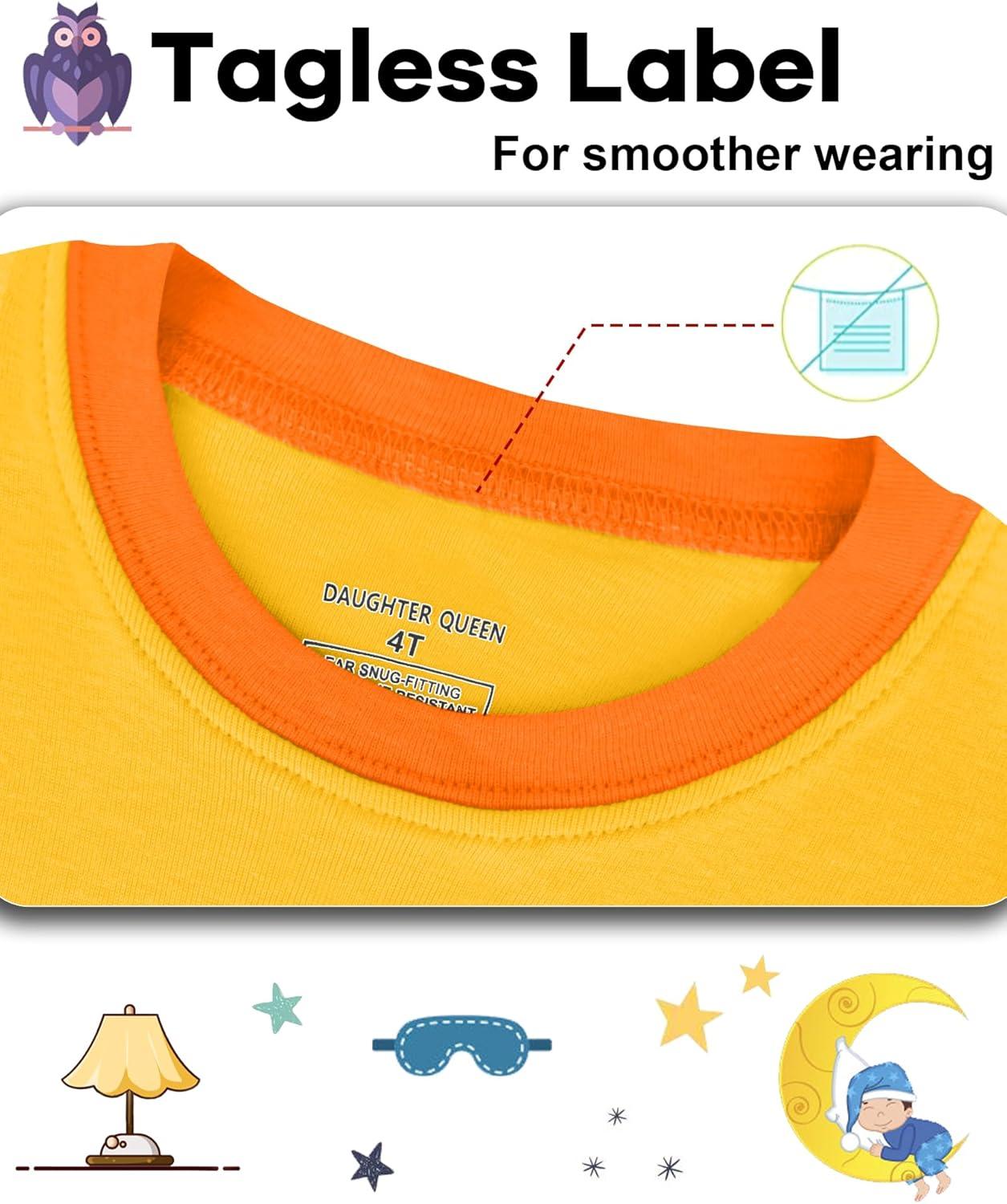 imageDAUGHTER QUEEN Boys Pajamas 4 Pieces Long Set 100 Cotton Sleepwear Size 18 Months12 Years4pcsnavyYellowgamerlba25
