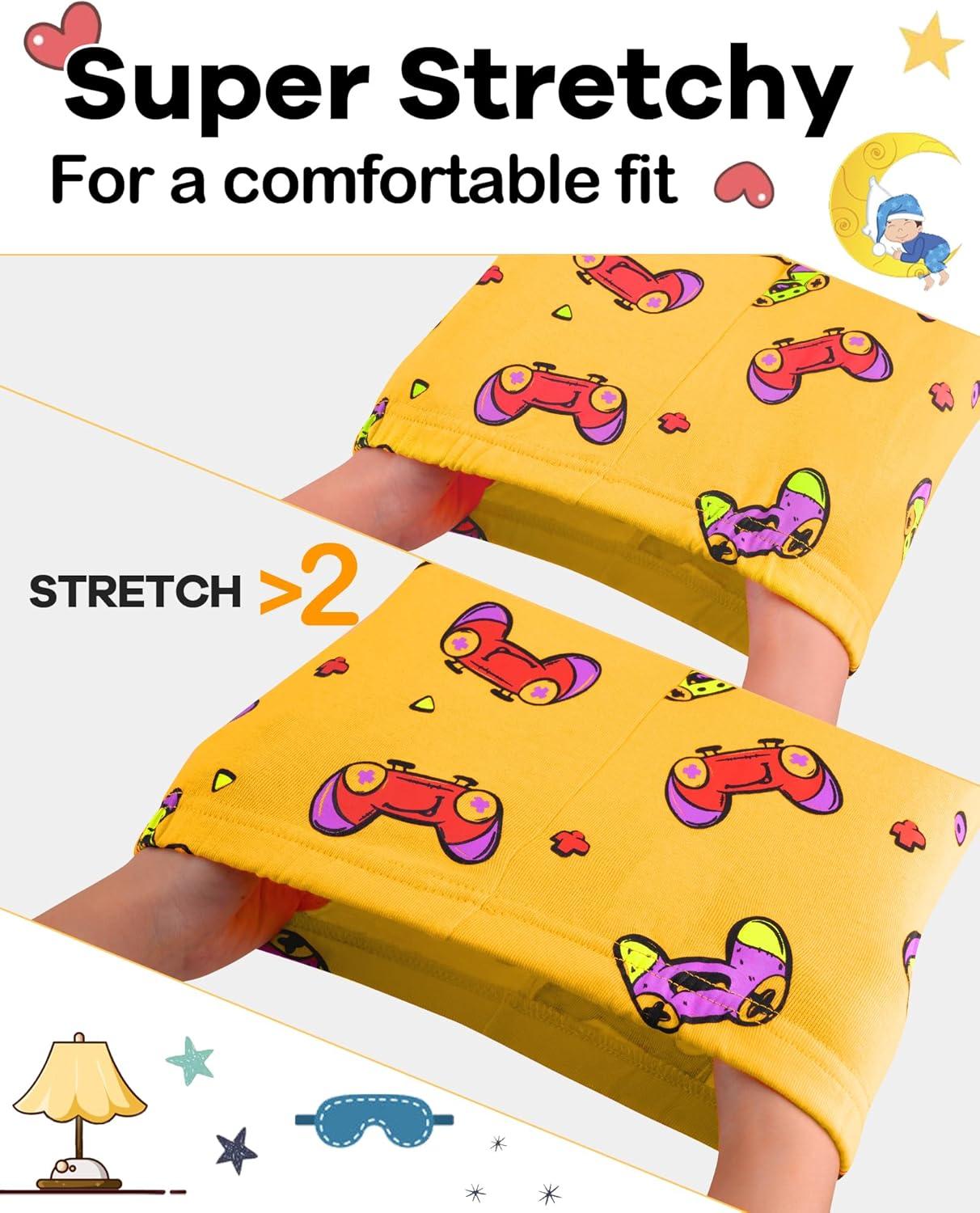 imageDAUGHTER QUEEN Boys Pajamas 4 Pieces Long Set 100 Cotton Sleepwear Size 18 Months12 Years4pcsnavyYellowgamerlba25