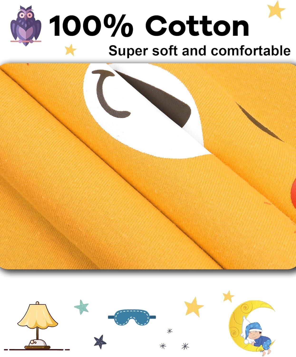imageDAUGHTER QUEEN Boys Pajamas 4 Pieces Long Set 100 Cotton Sleepwear Size 18 Months12 Years4pcsorangetigerLionlba24