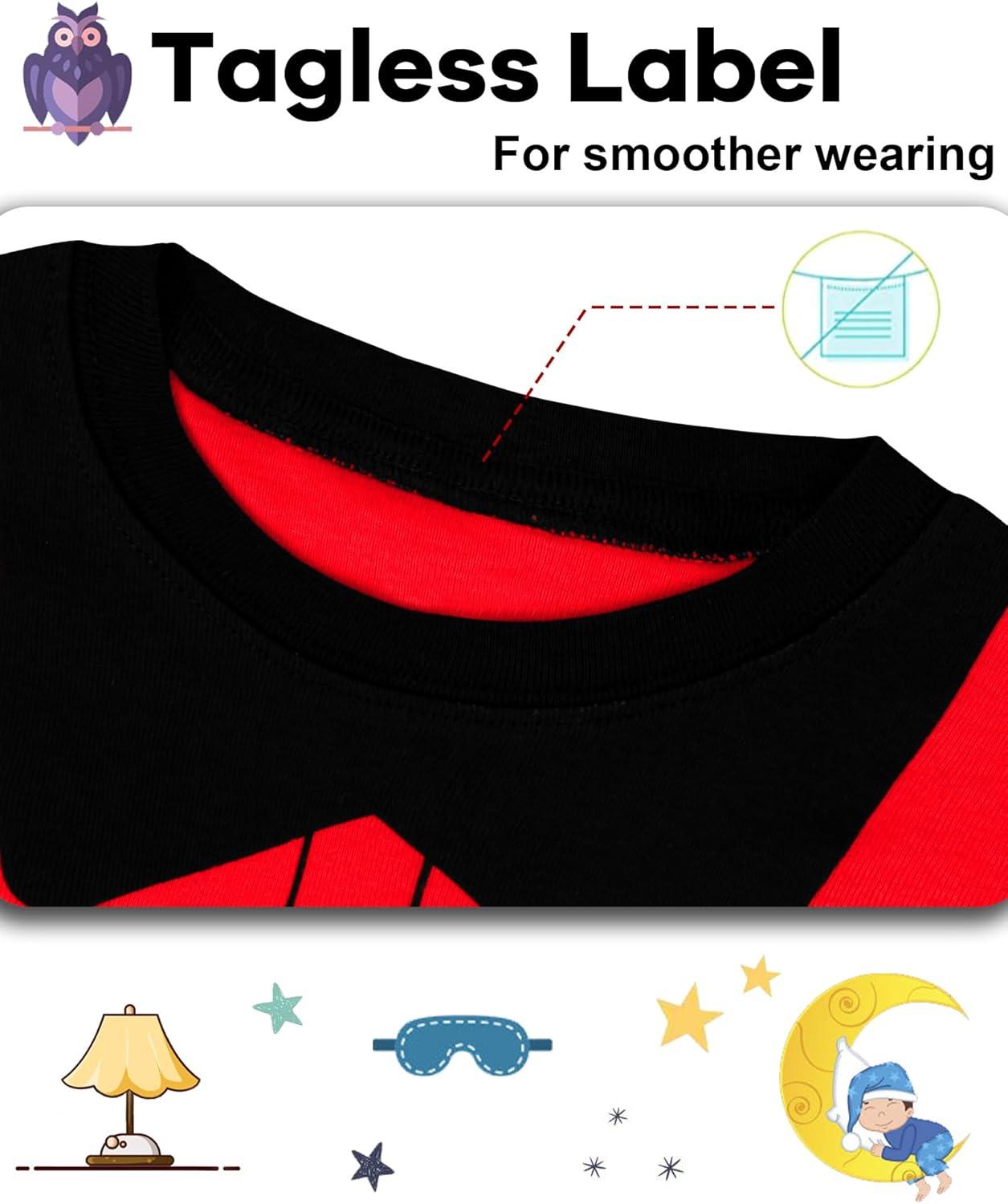 imageDAUGHTER QUEEN Boys Pajamas 4 Pieces Long Set 100 Cotton Sleepwear Size 18 Months12 Years4pcsredNavy Bluefire TruckFiremanlba24