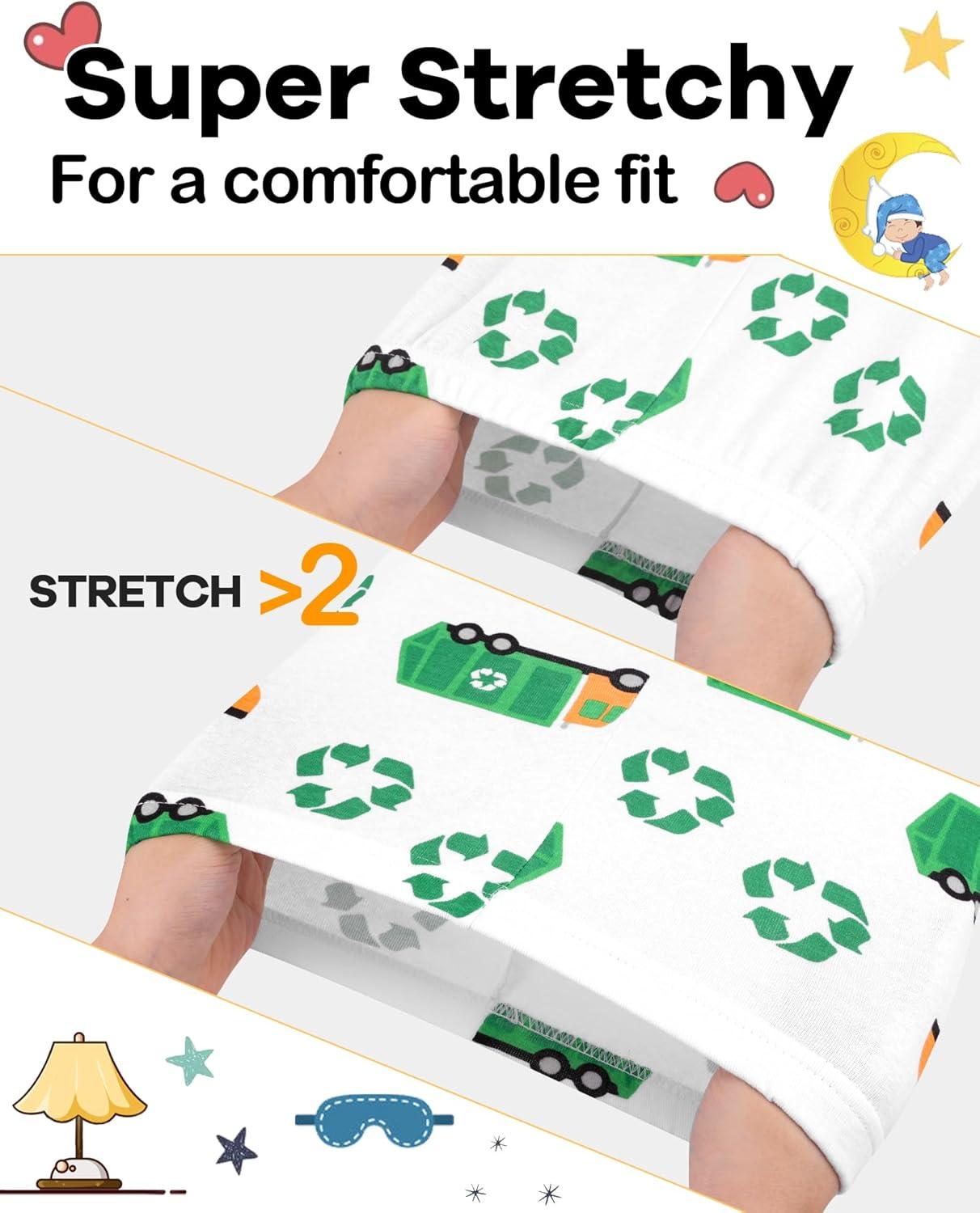 imageDAUGHTER QUEEN Boys Pajamas 4 Pieces Long Set 100 Cotton Sleepwear Size 18 Months12 Years4pcswhiteGreygarbage Trucklba24