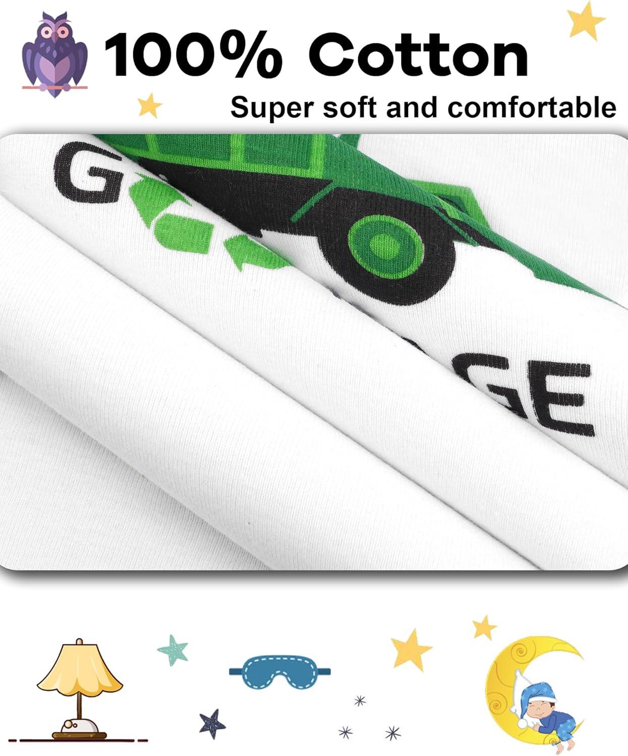 imageDAUGHTER QUEEN Boys Pajamas 4 Pieces Long Set 100 Cotton Sleepwear Size 18 Months12 Years4pcswhiteGreygarbage Trucklba24
