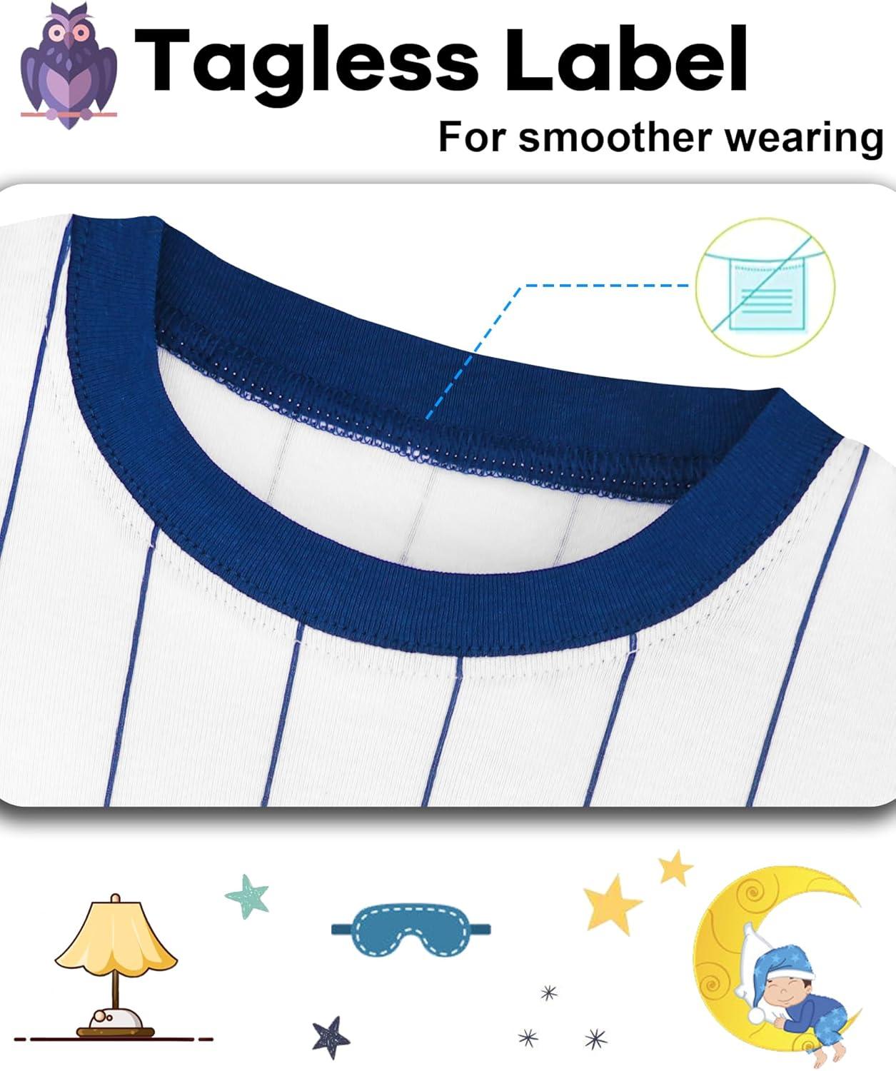 imageDAUGHTER QUEEN Boys Pajamas 4 Pieces Long Set 100 Cotton Sleepwear Size 18 Months12 Years4pcswhiteRedbaseballlba24