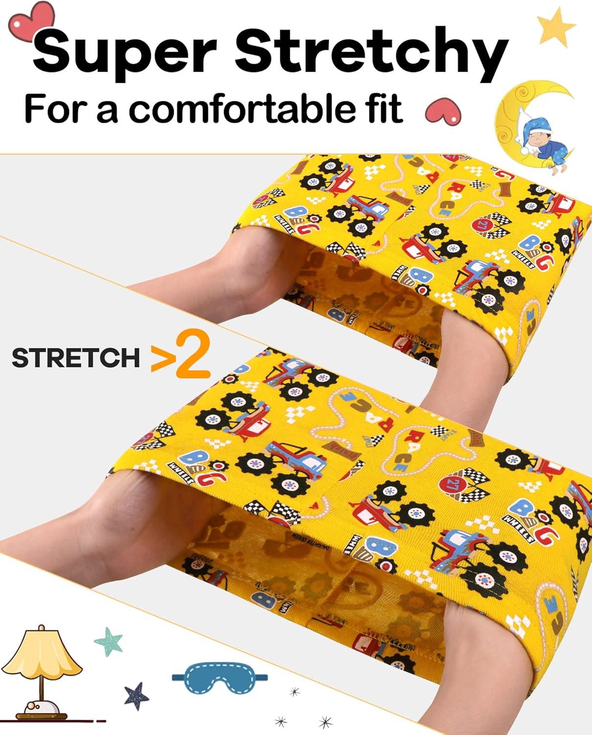 imageDAUGHTER QUEEN Boys Pajamas 4 Pieces Long Set 100 Cotton Sleepwear Size 18 Months12 Years4pcsyellowNavy Bluemonster Trucklba22